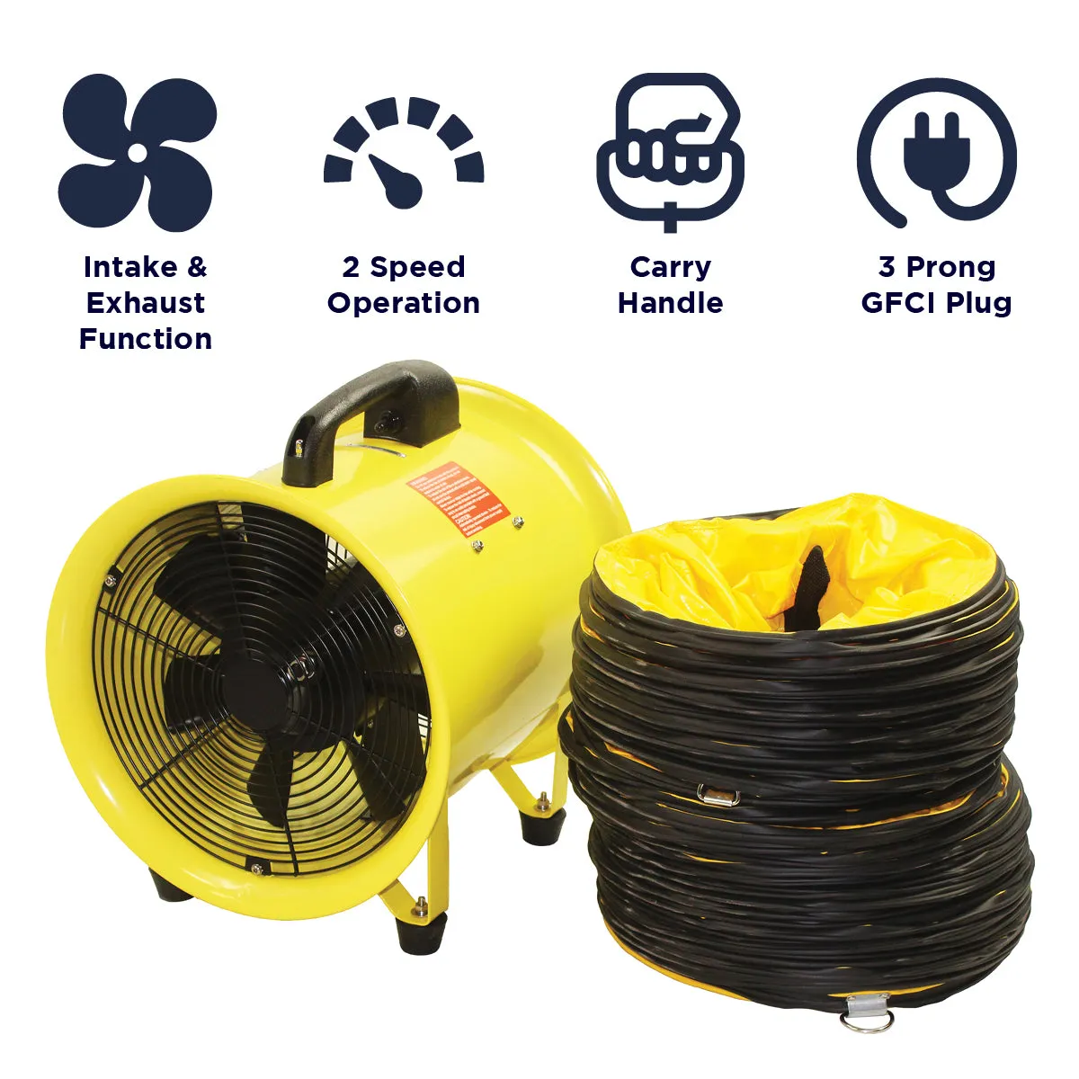 12 In. Axial Confined Space Ventilator with Polyvinyl Hose