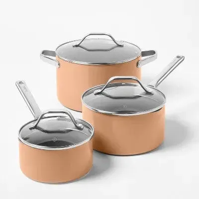 12pc Nonstick Ceramic Coated Aluminum Cookware Set Terracotta Orange - Figmint