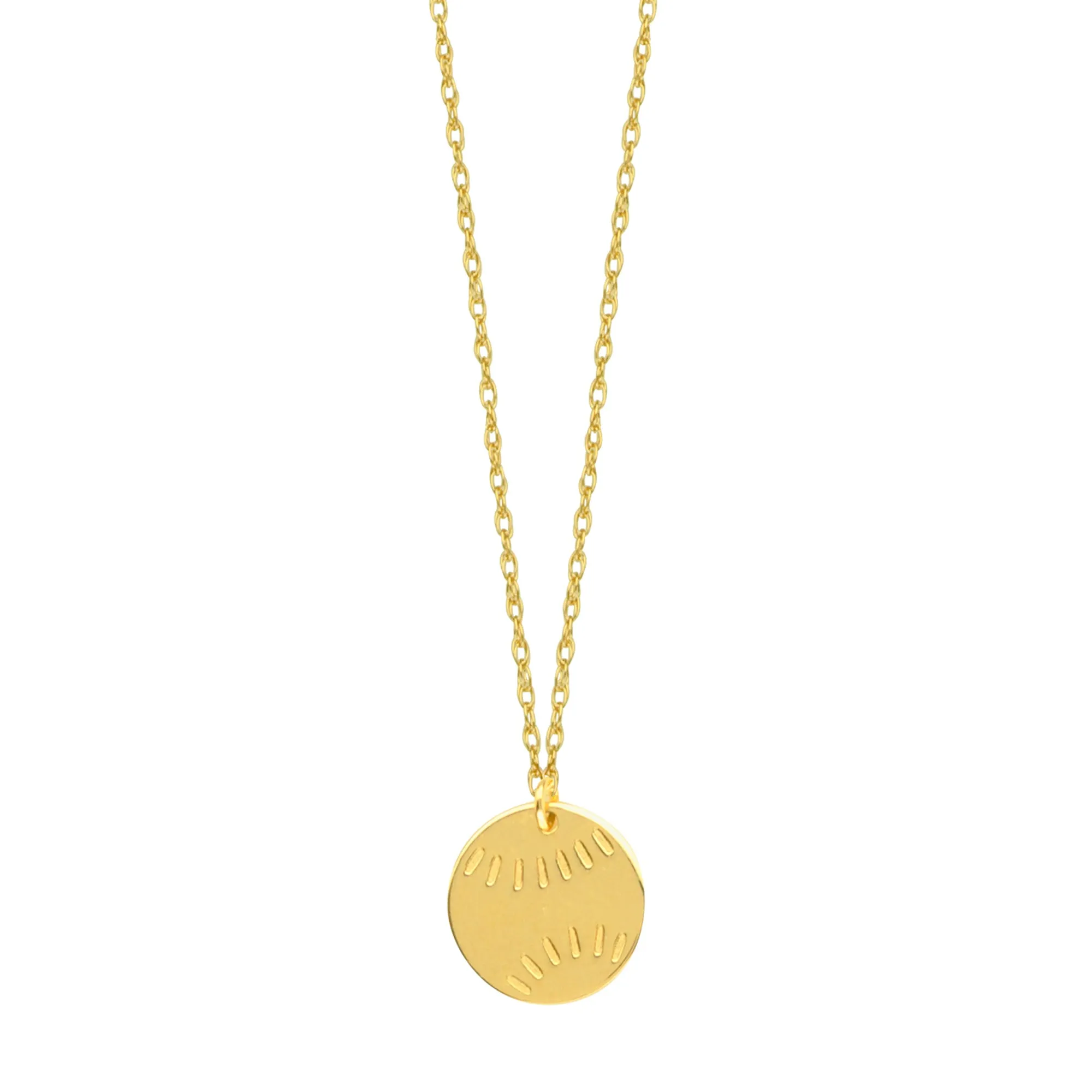 14K Yellow Gold Mini Baseball Necklace, 16" To 18" Adjustable