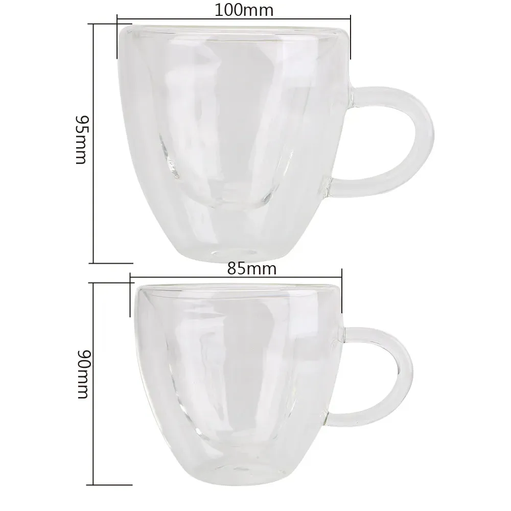 180ml/240ml Heart Shaped Double Layer Glass Drinking Cup