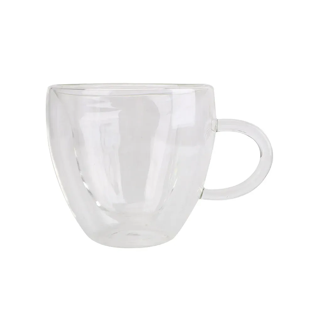 180ml/240ml Heart Shaped Double Layer Glass Drinking Cup