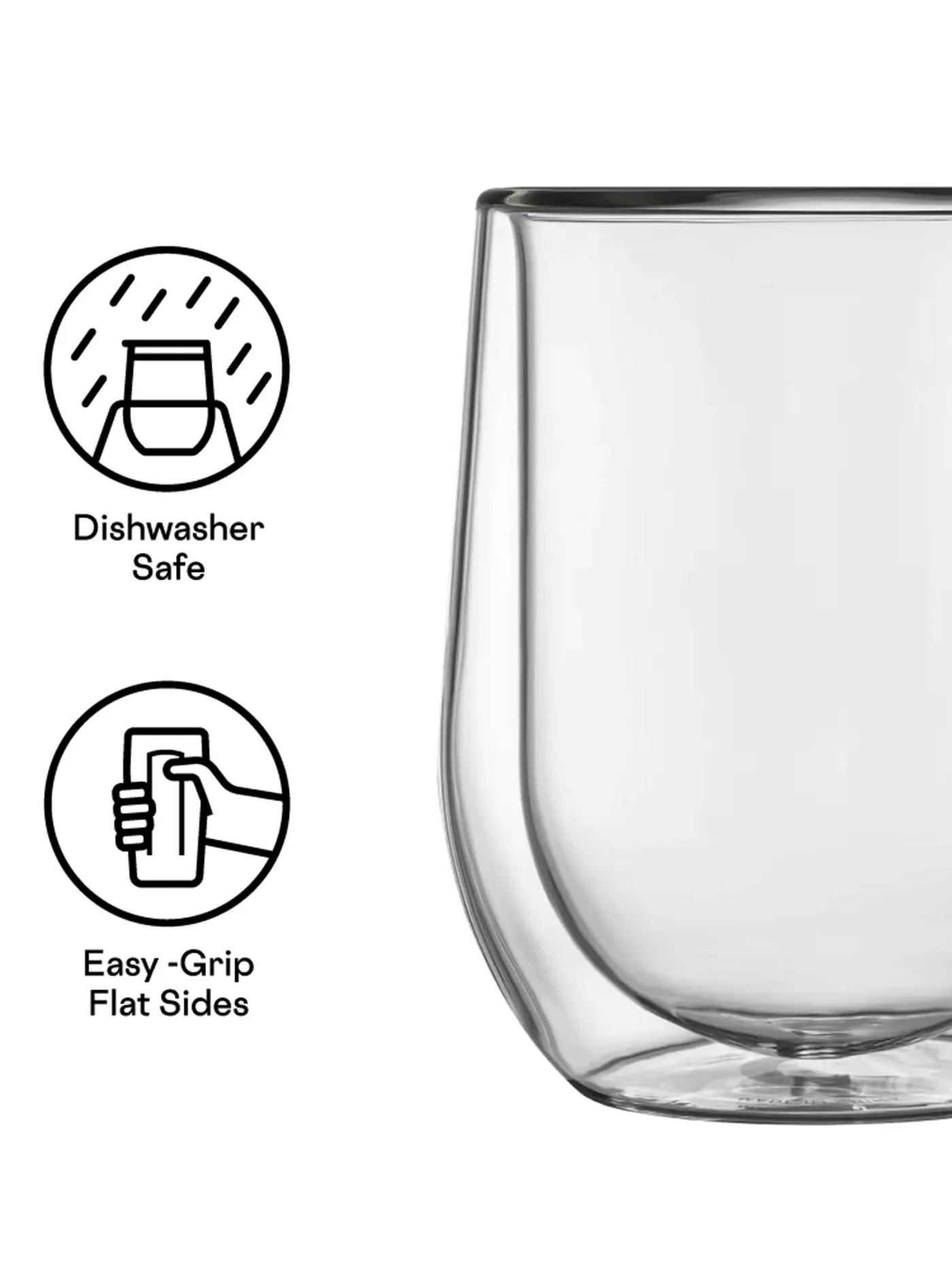 2 Pack 12oz Clear Stemless Cup