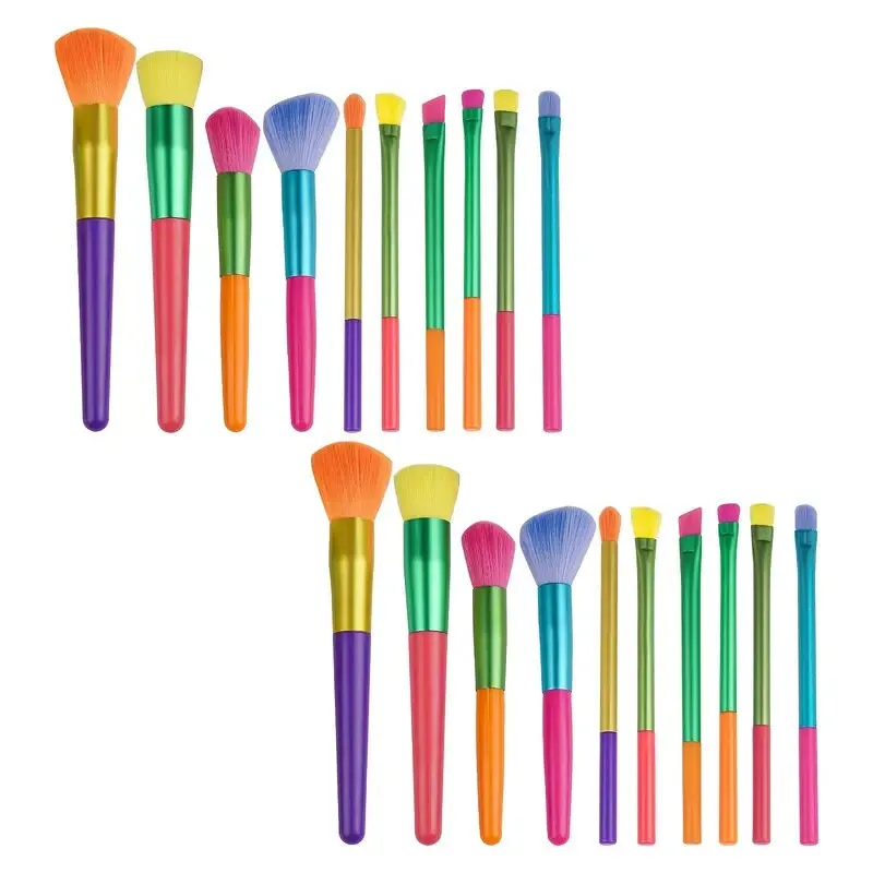 20 Pcs Colourful Makeup Brushes Kit For Women |  Synthetic Kabuki Brush Set Foundation Powder Blending Concealer Eye Shadows Blush Cosmetics