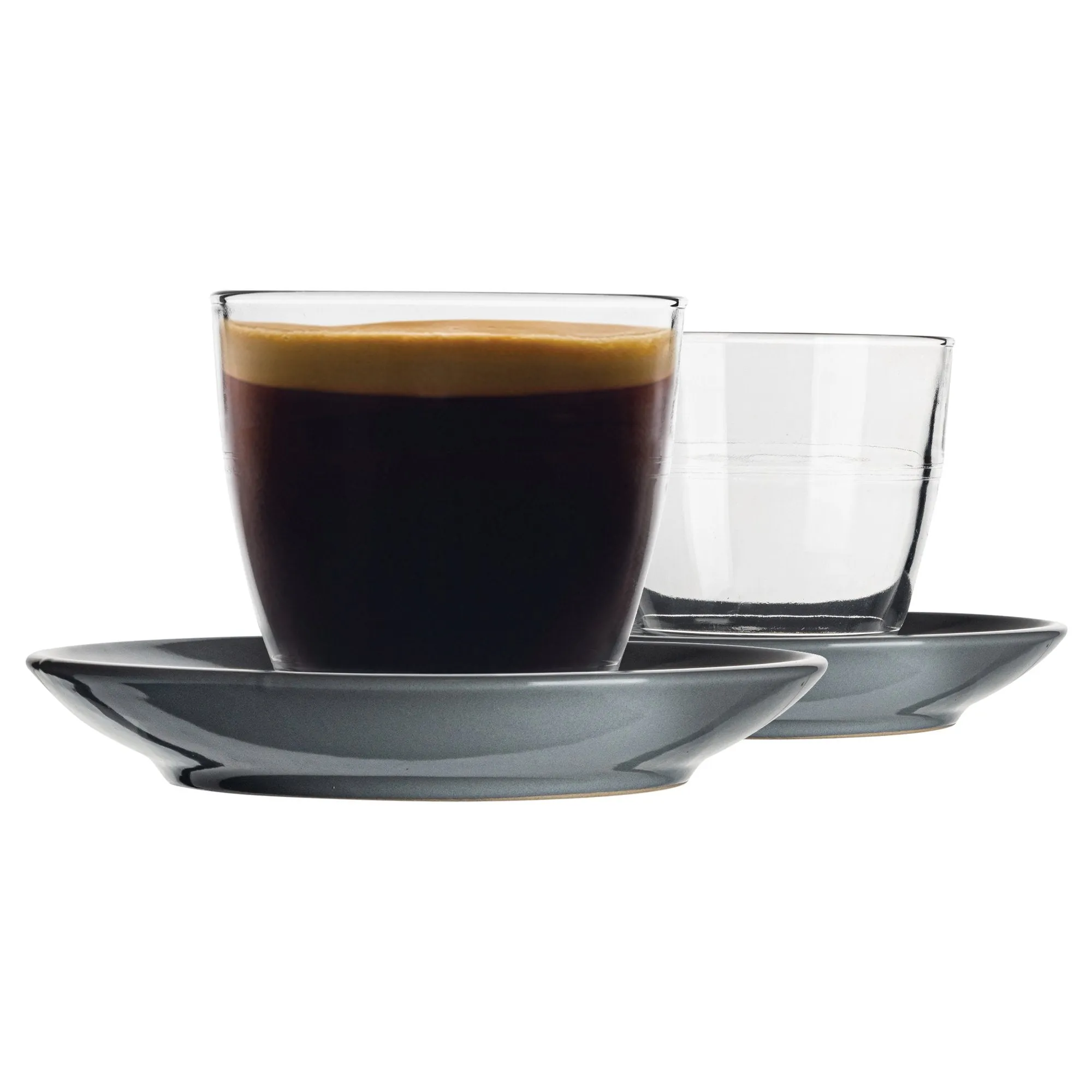 220ml Gigogne Glass Coffee Cups & Saucers - Pack of Six - By Duralex