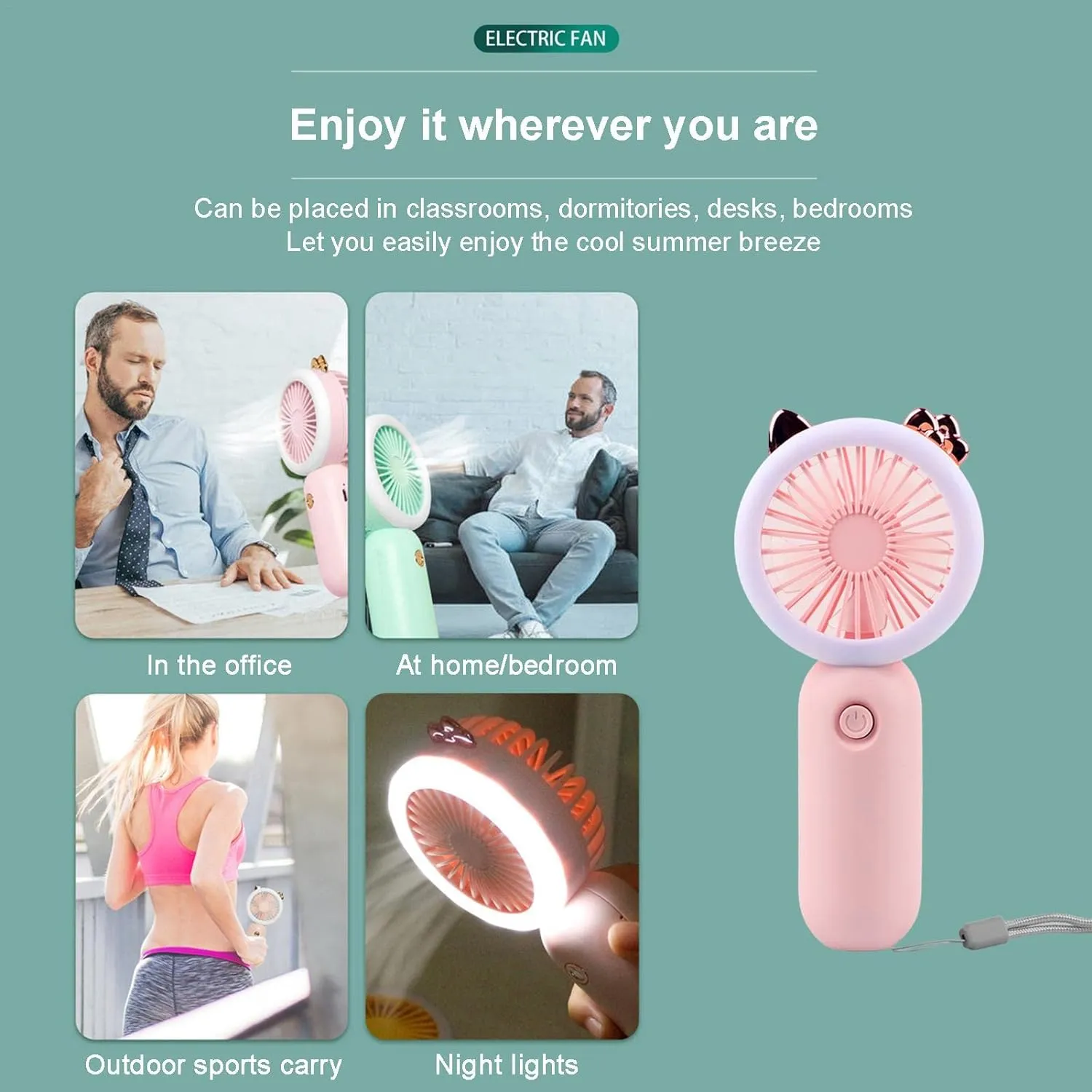 2IN1 CUTE MINI FAN   LED LIGHT