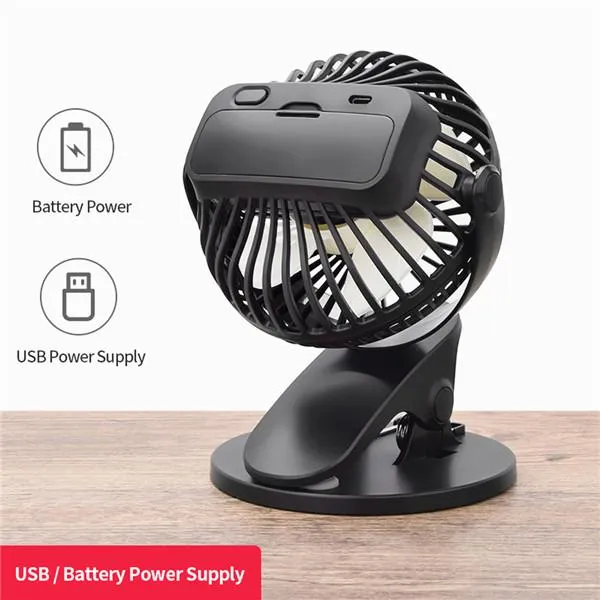 360° Portable Camping Fan USB Battery Clip On Mini Desk Office Fan