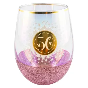 50 Pink Glitterati Stemless Glass - 600ml