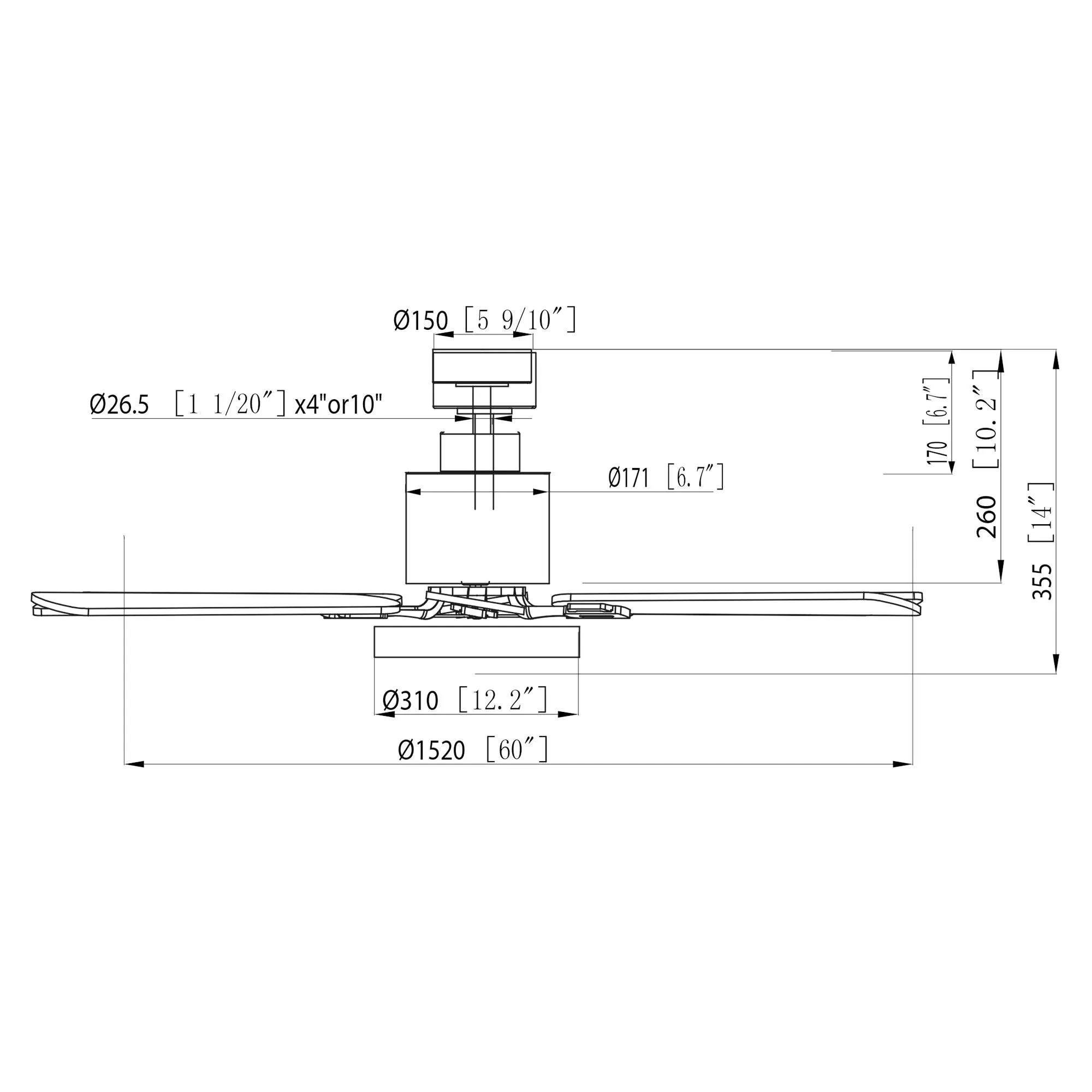 60" Industrial DC Motor Downrod Mount Reversible Ceiling Fan with Lighting and Remote Control