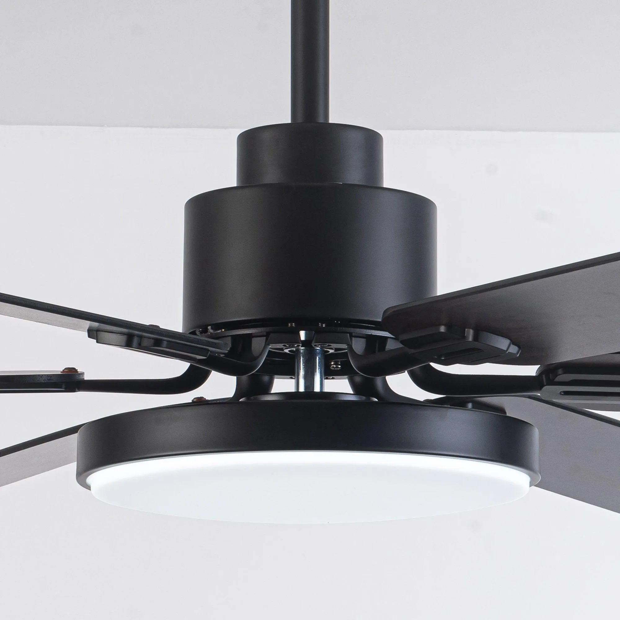 60" Industrial DC Motor Downrod Mount Reversible Ceiling Fan with Lighting and Remote Control