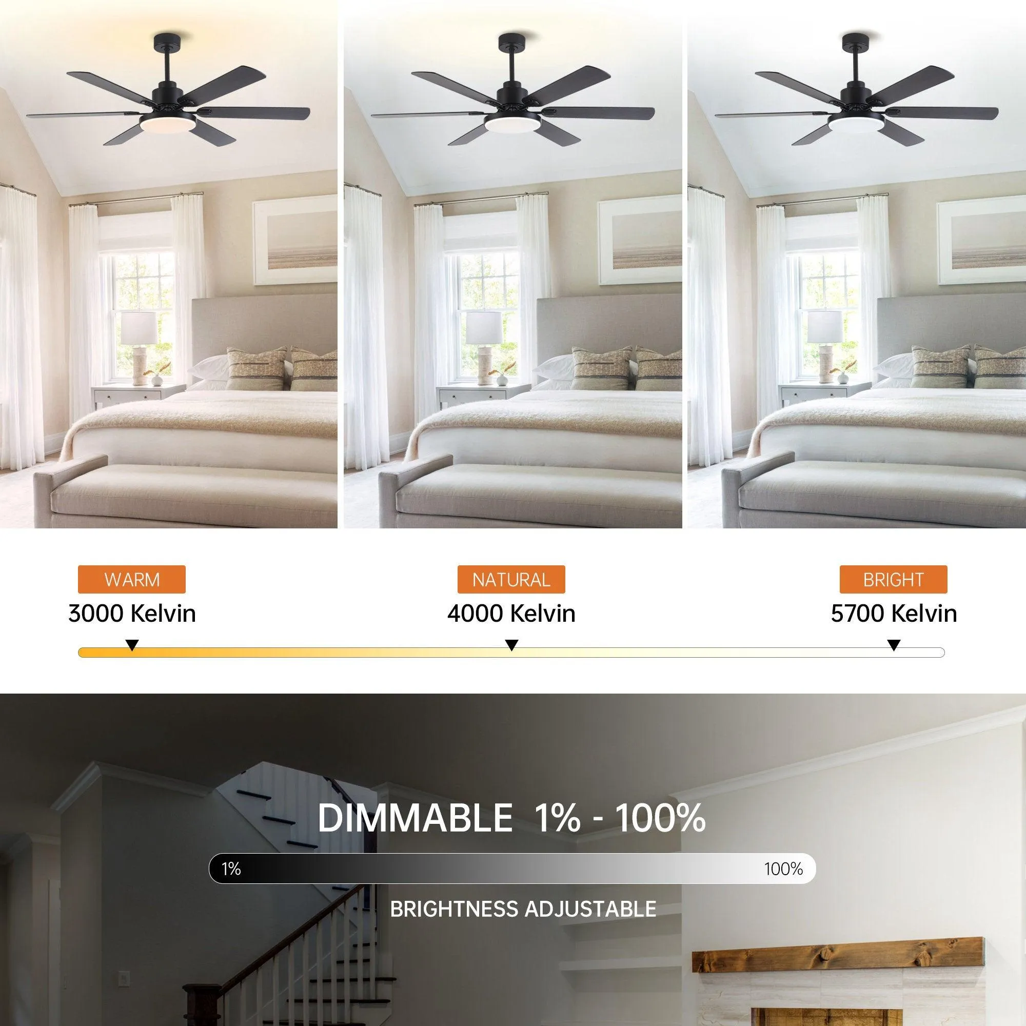 60" Industrial DC Motor Downrod Mount Reversible Ceiling Fan with Lighting and Remote Control