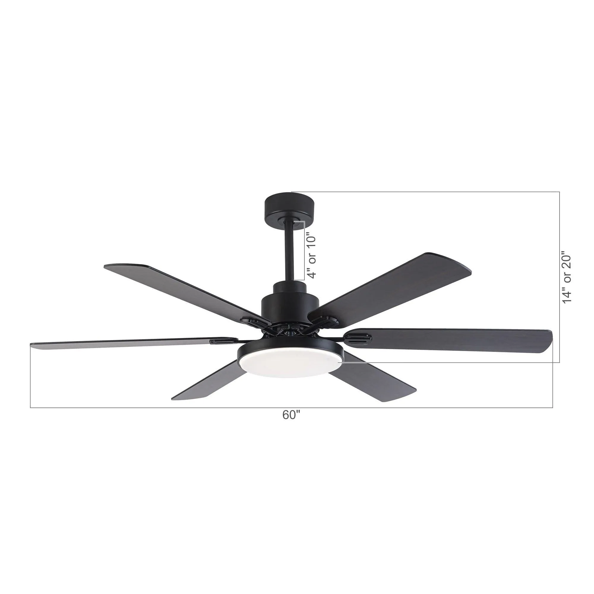 60" Industrial DC Motor Downrod Mount Reversible Ceiling Fan with Lighting and Remote Control