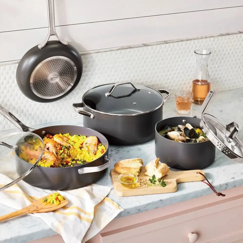 7pc Nonstick Hard Anodized Aluminum Cookware Set Dark Gray - Figmint