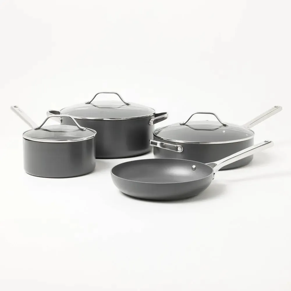 7pc Nonstick Hard Anodized Aluminum Cookware Set Dark Gray - Figmint