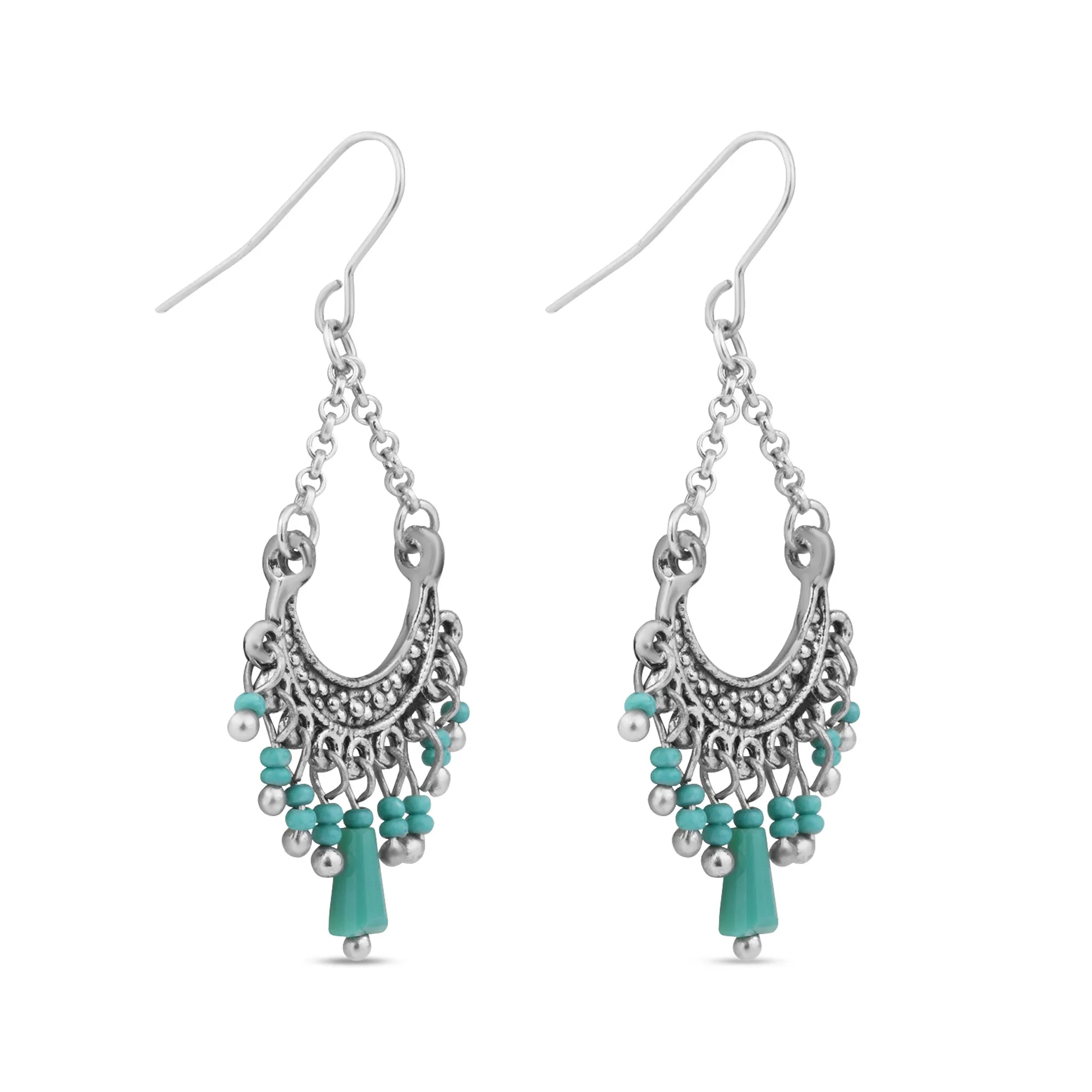 Accessorize London Women's Turquoise Mini Tassel Fan Earrings