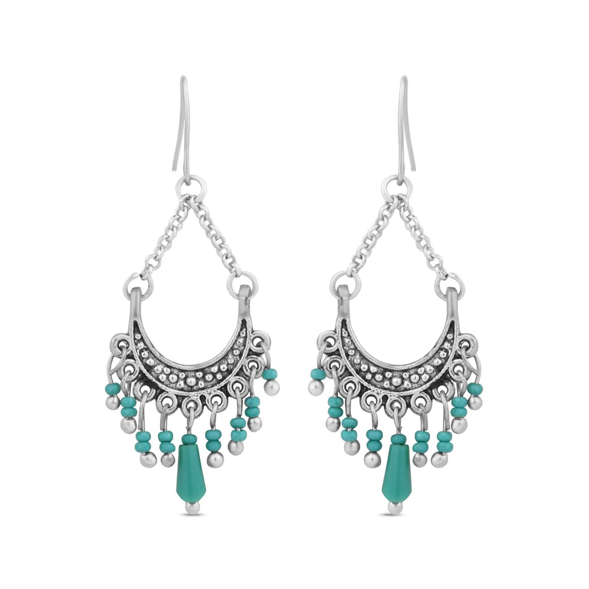 Accessorize London Women's Turquoise Mini Tassel Fan Earrings