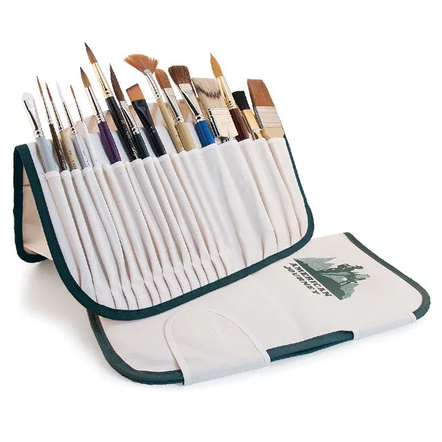 American Journey Canvas Brush Holder - Green Trim