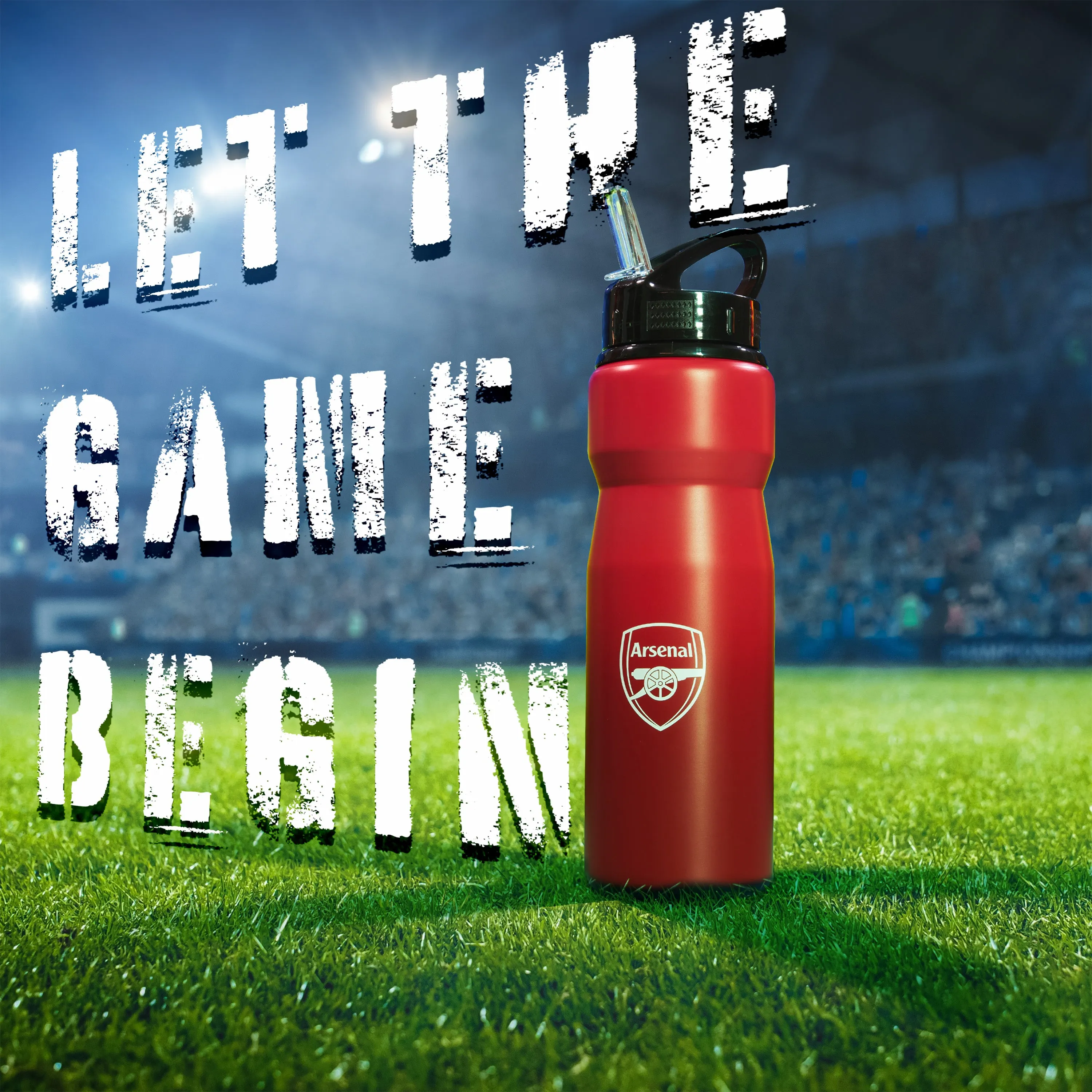 Arsenal F.C. Water Bottle with Straw - Metal Water Bottle for Football Fans