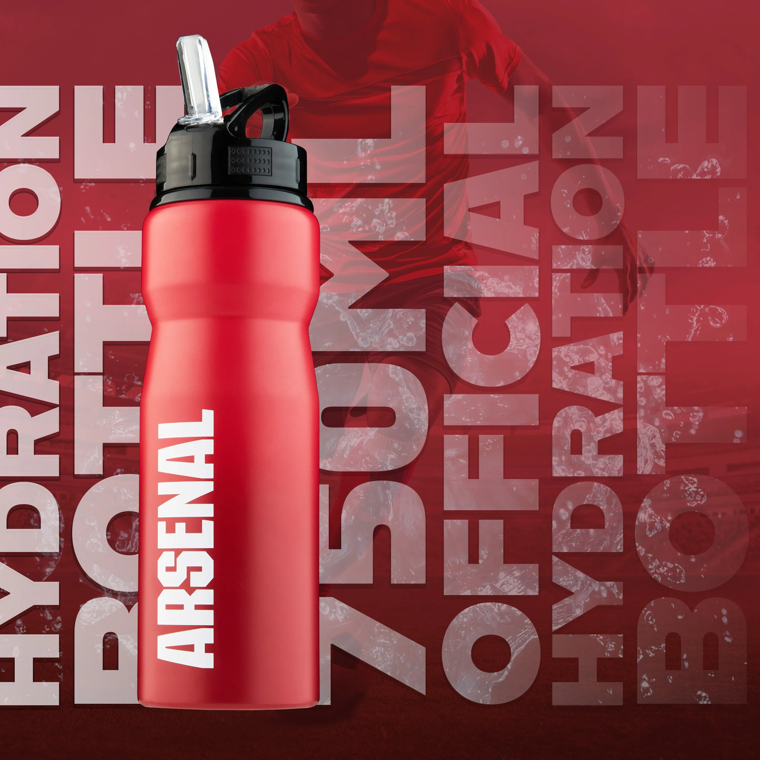 Arsenal F.C. Water Bottle with Straw - Metal Water Bottle for Football Fans