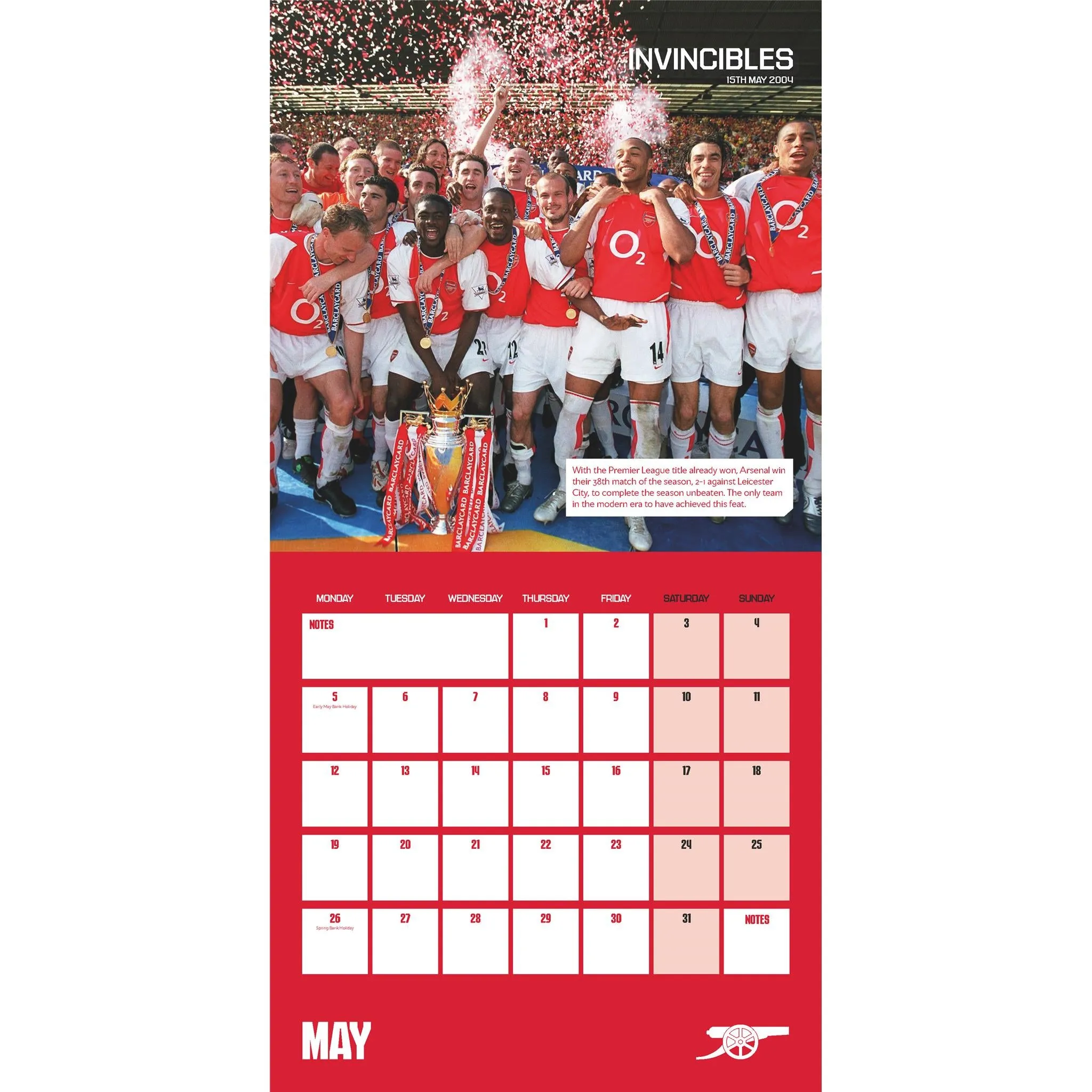 Arsenal Wall 2025 Calendar