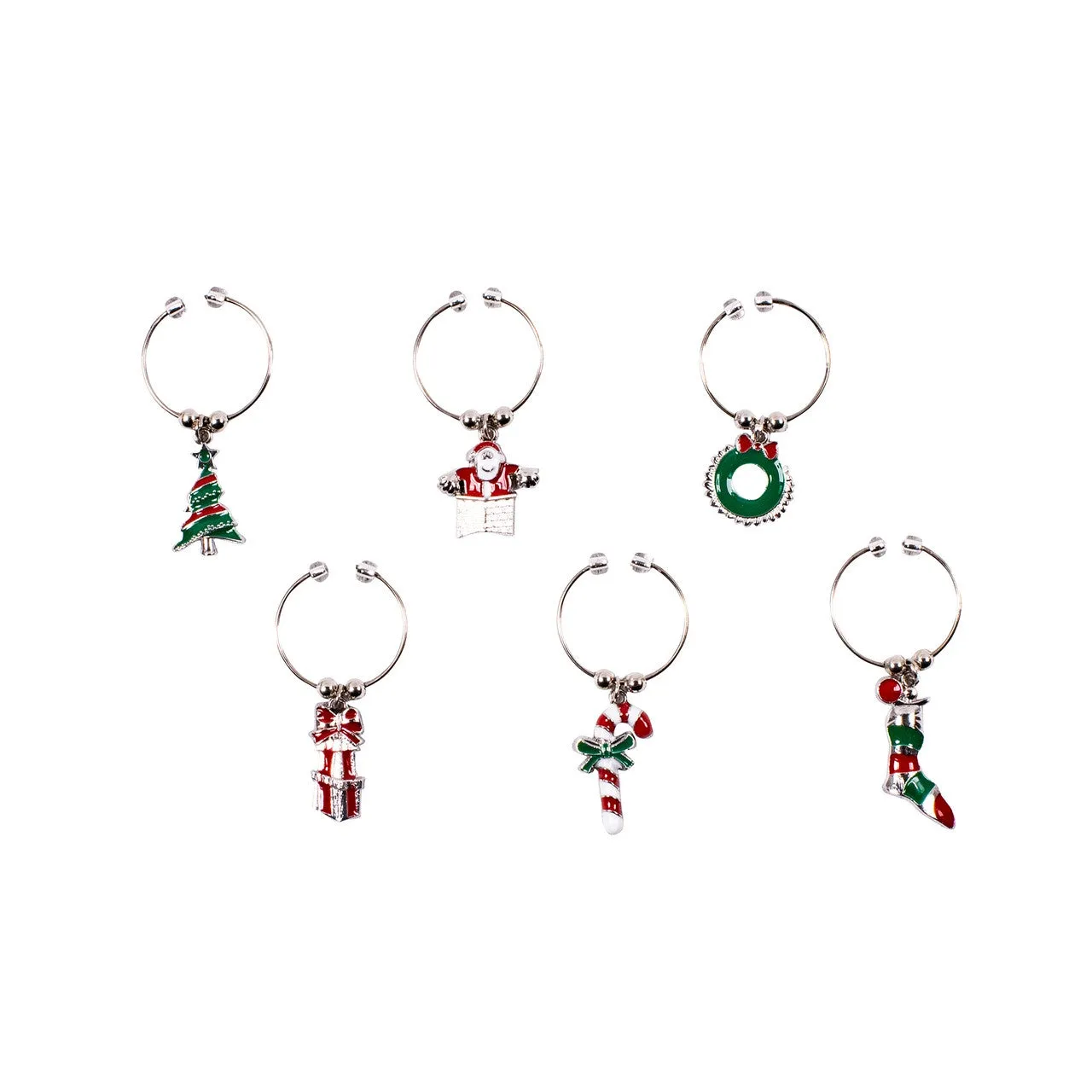 Avanti Wine Charms - Enamalled Christmas