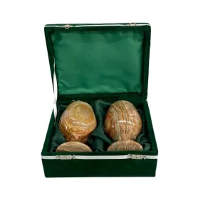 Banded Onyx Wine Glass Set With Storage Case