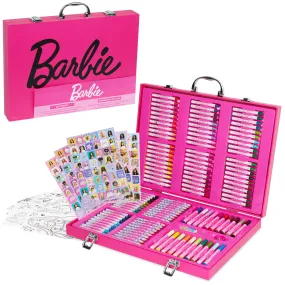 Barbie Art Supplies Set, 130  Pcs Girls Drawing Colouring Travel Case