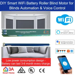 Battery-powered WiFi Smart Blind Motor for Normal Roller Blinds Home Automation, Voice Control