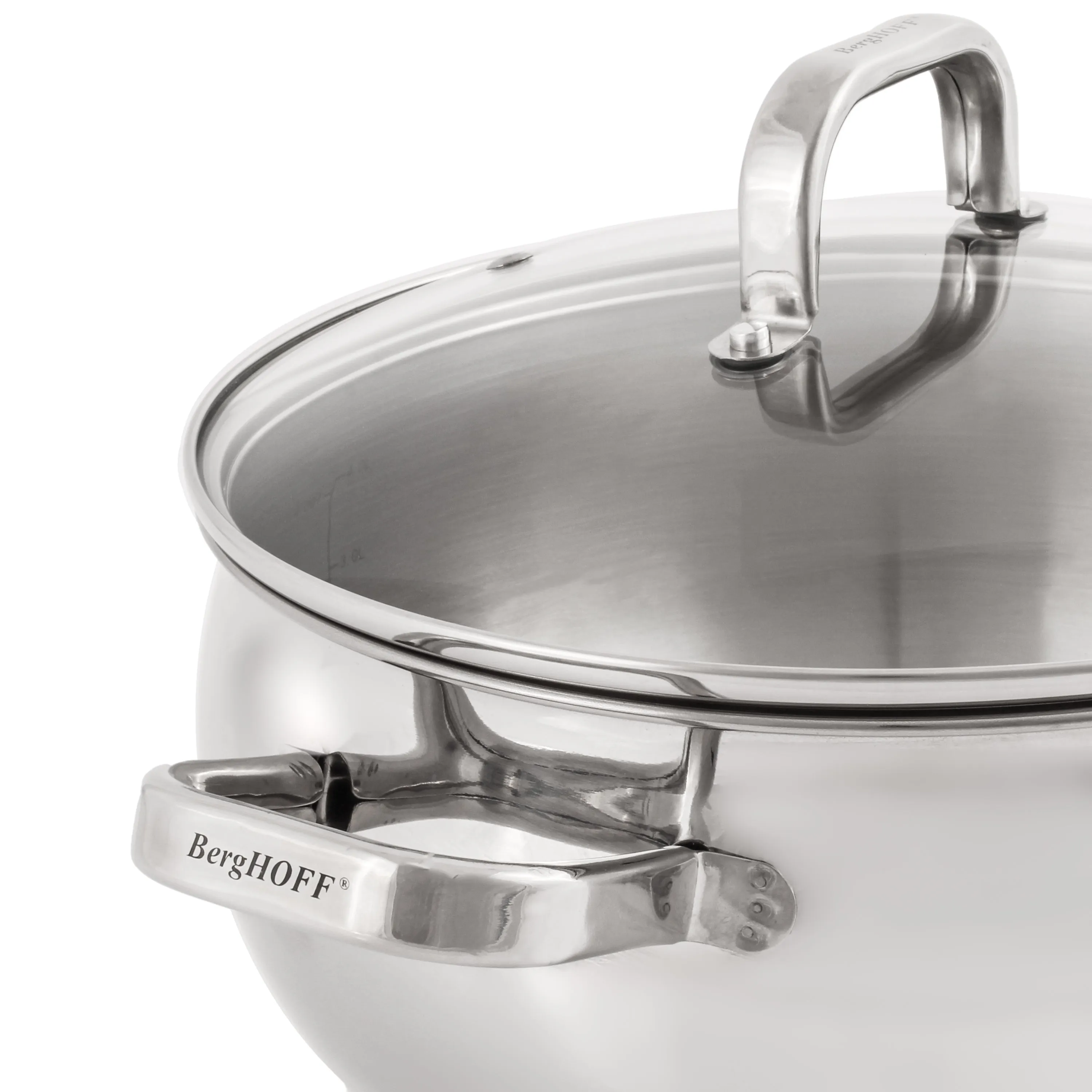 BergHOFF Belly Shape 12pc 18/10 Stainless Steel Cookware Set, Glass Lids