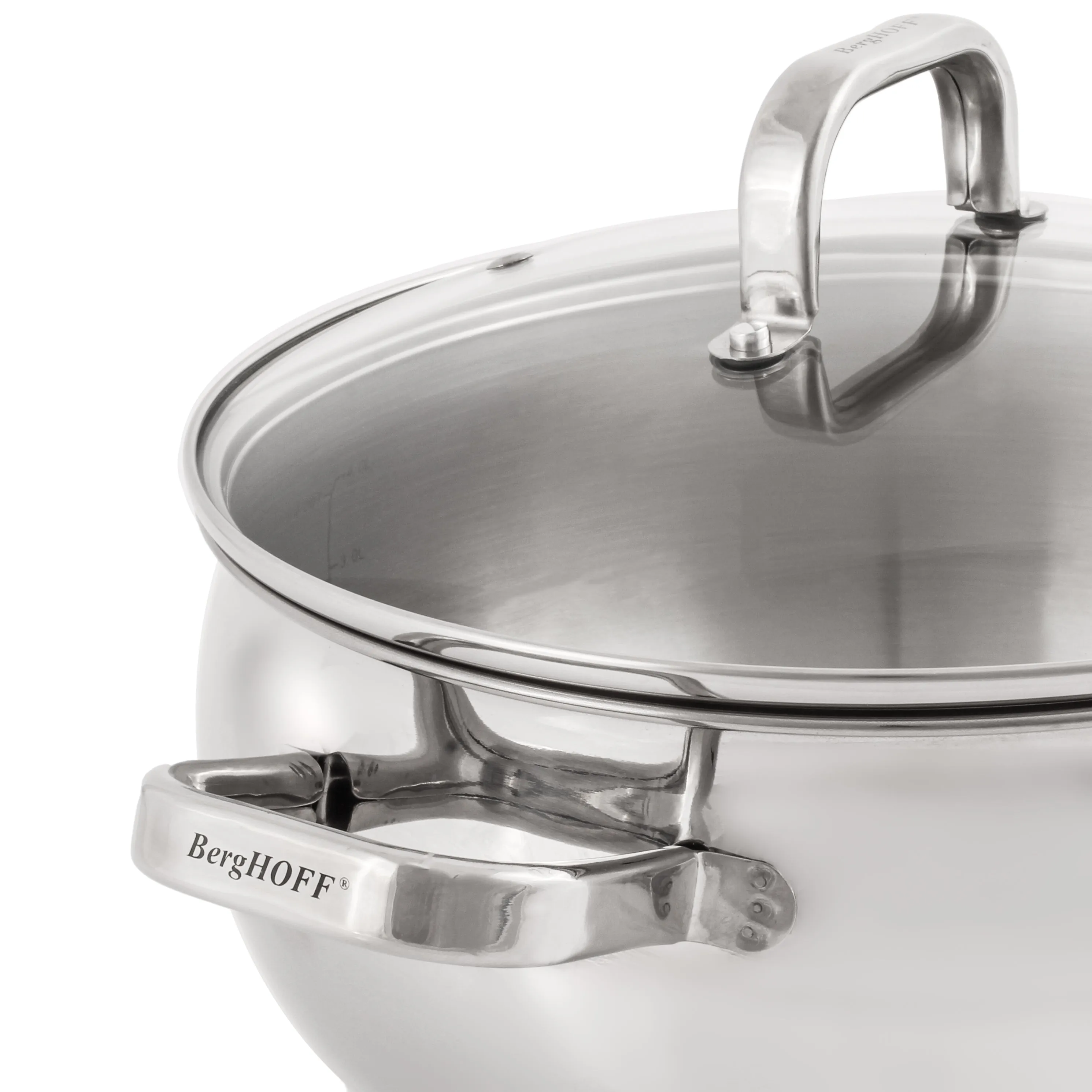 BergHOFF Belly Shape 7pc 18/10 Stainless Steel Cookware Set with Glass Lids