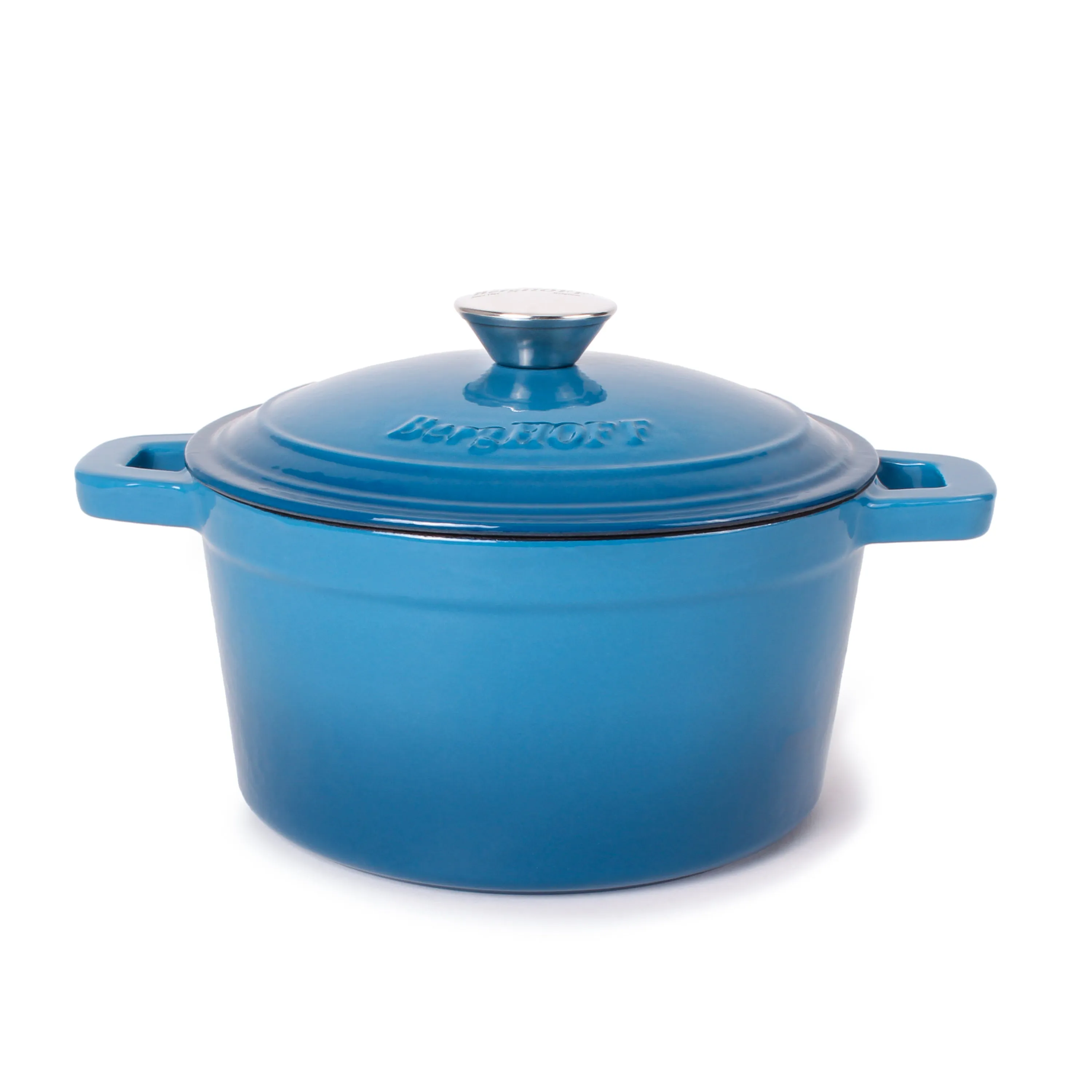 BergHOFF Neo 3pc Cast Iron Cookware Set, Fry Pan & Round Dutch Oven, Blue