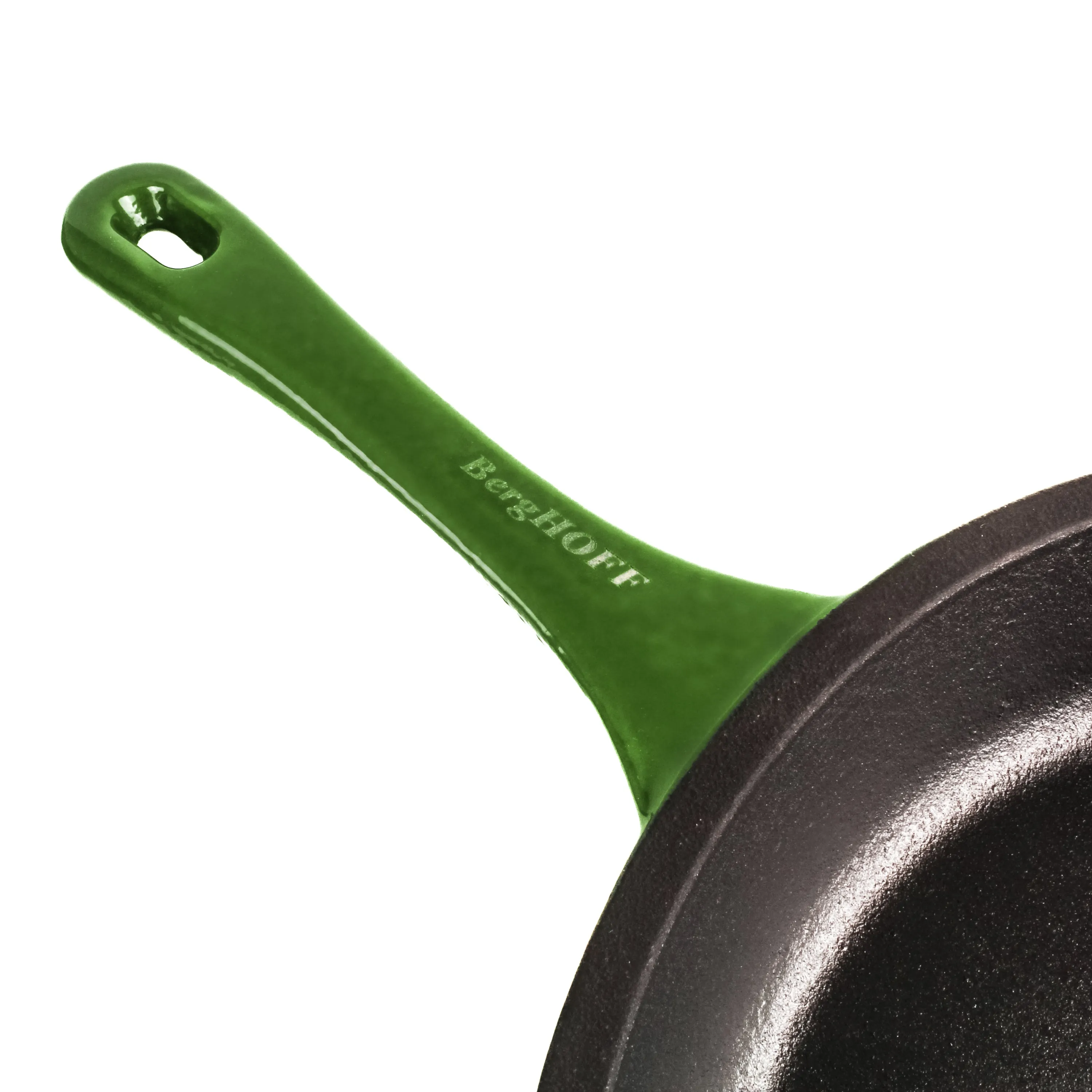 BergHOFF Neo 4pc Cast Iron Cookware Set, Fry Pan, Grill Pan & Round Dutch Oven, Green