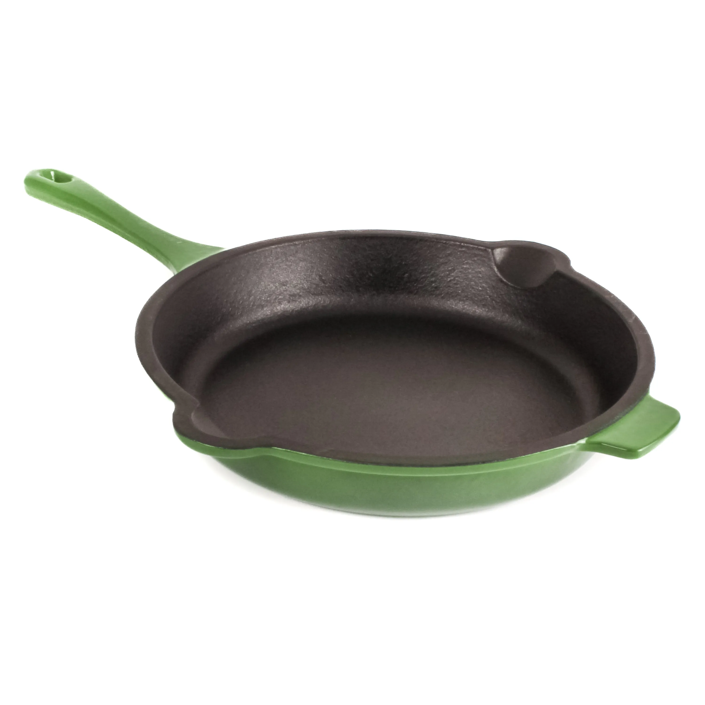 BergHOFF Neo 4pc Cast Iron Cookware Set, Fry Pan, Grill Pan & Round Dutch Oven, Green