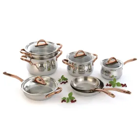 BergHOFF Ouro Gold 11Pc 18/10 Stainless Steel Cookware Set with Glass Lids