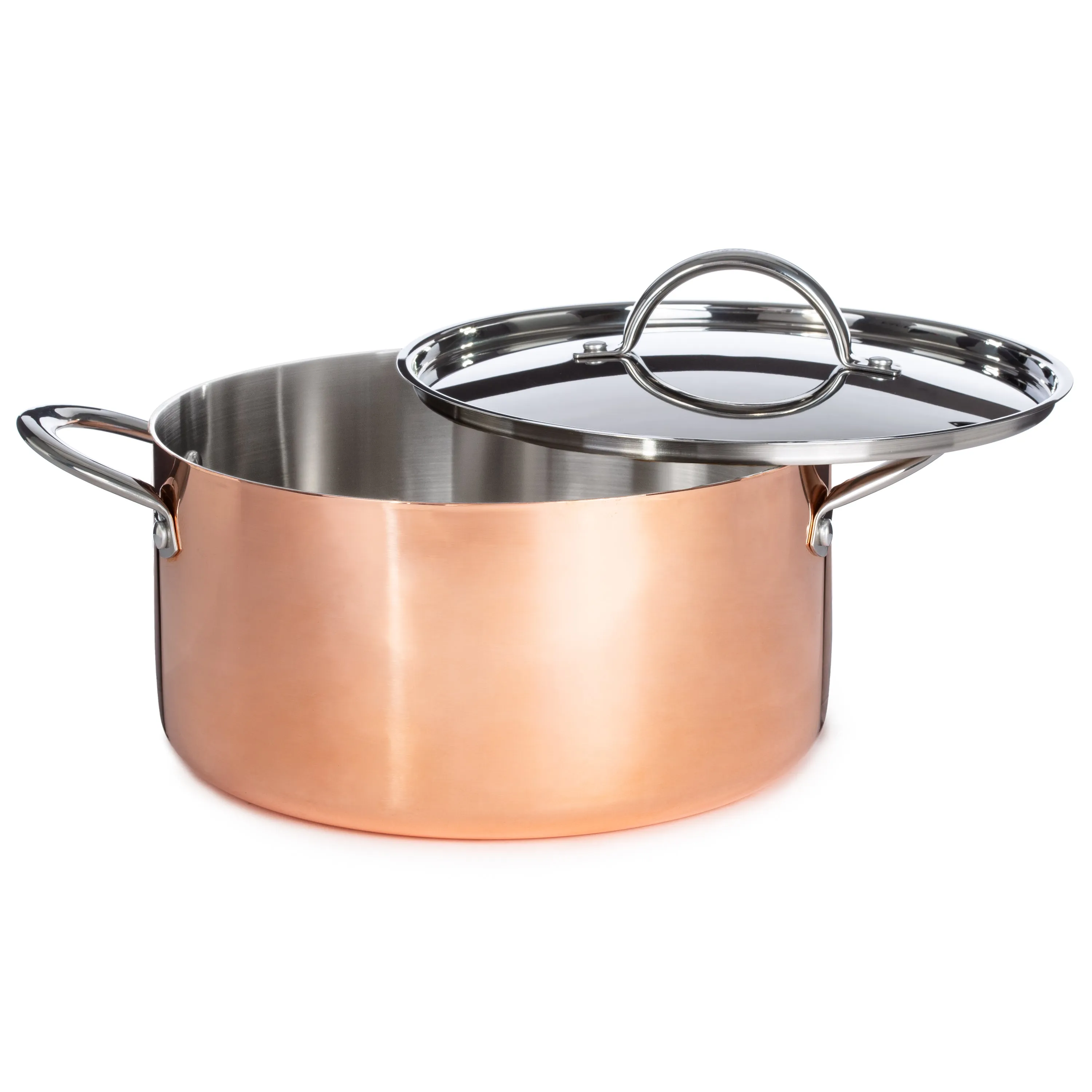 BergHOFF Vintage 5pc Tri-Ply Copper Cookware Set with Lids, Polished