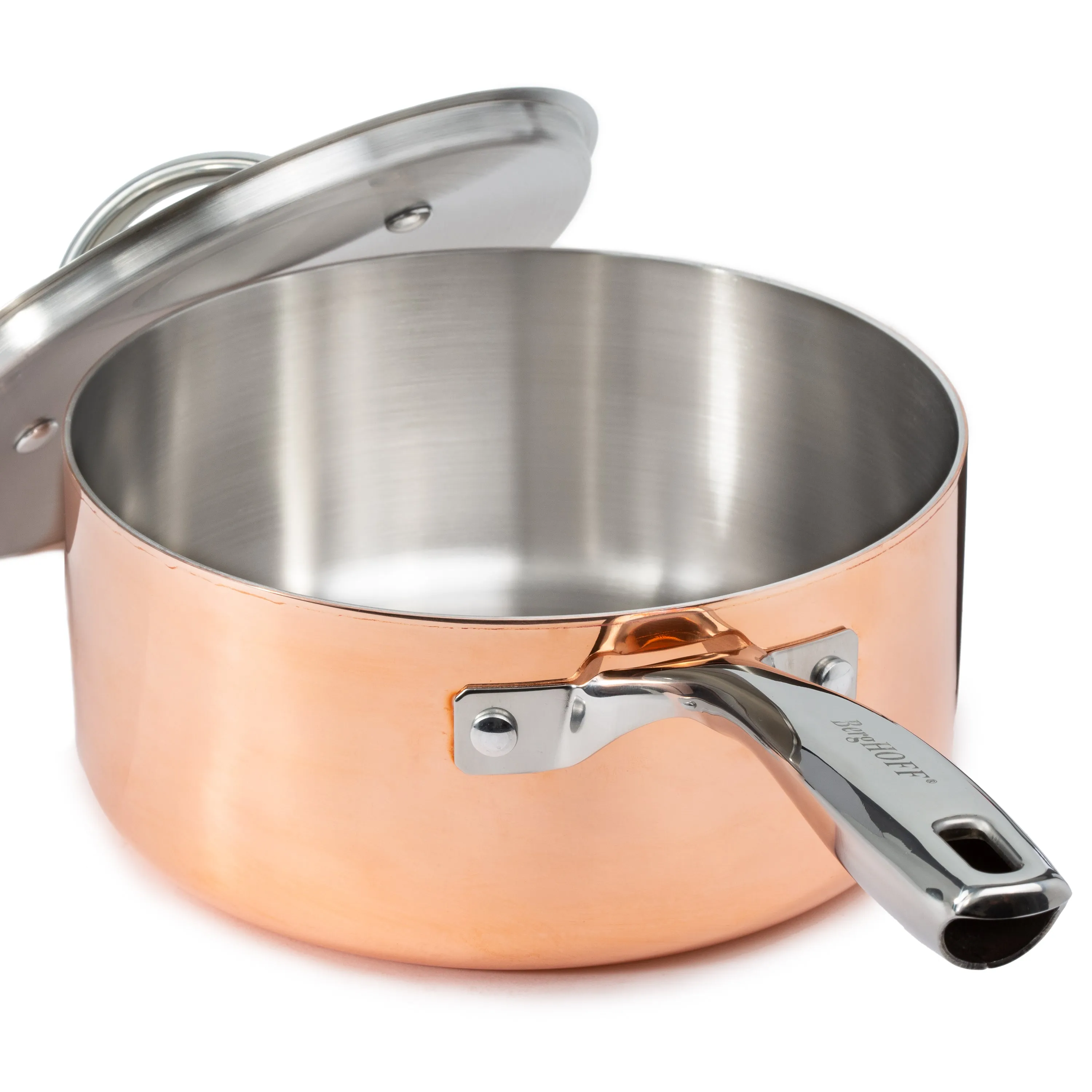 BergHOFF Vintage 5pc Tri-Ply Copper Cookware Set with Lids, Polished