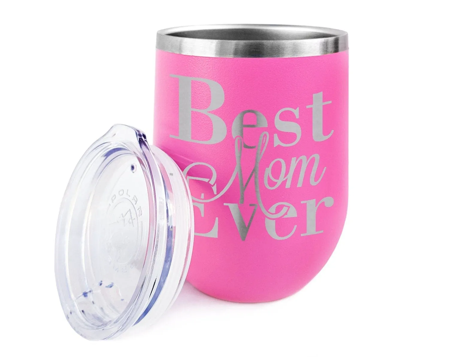 Best Mom Ever Wine Sippy Cup 12oz Engraved Tumbler Birthday for Mother in law Mom Stemless Glass for Wife Sister from Baby Son Daughter