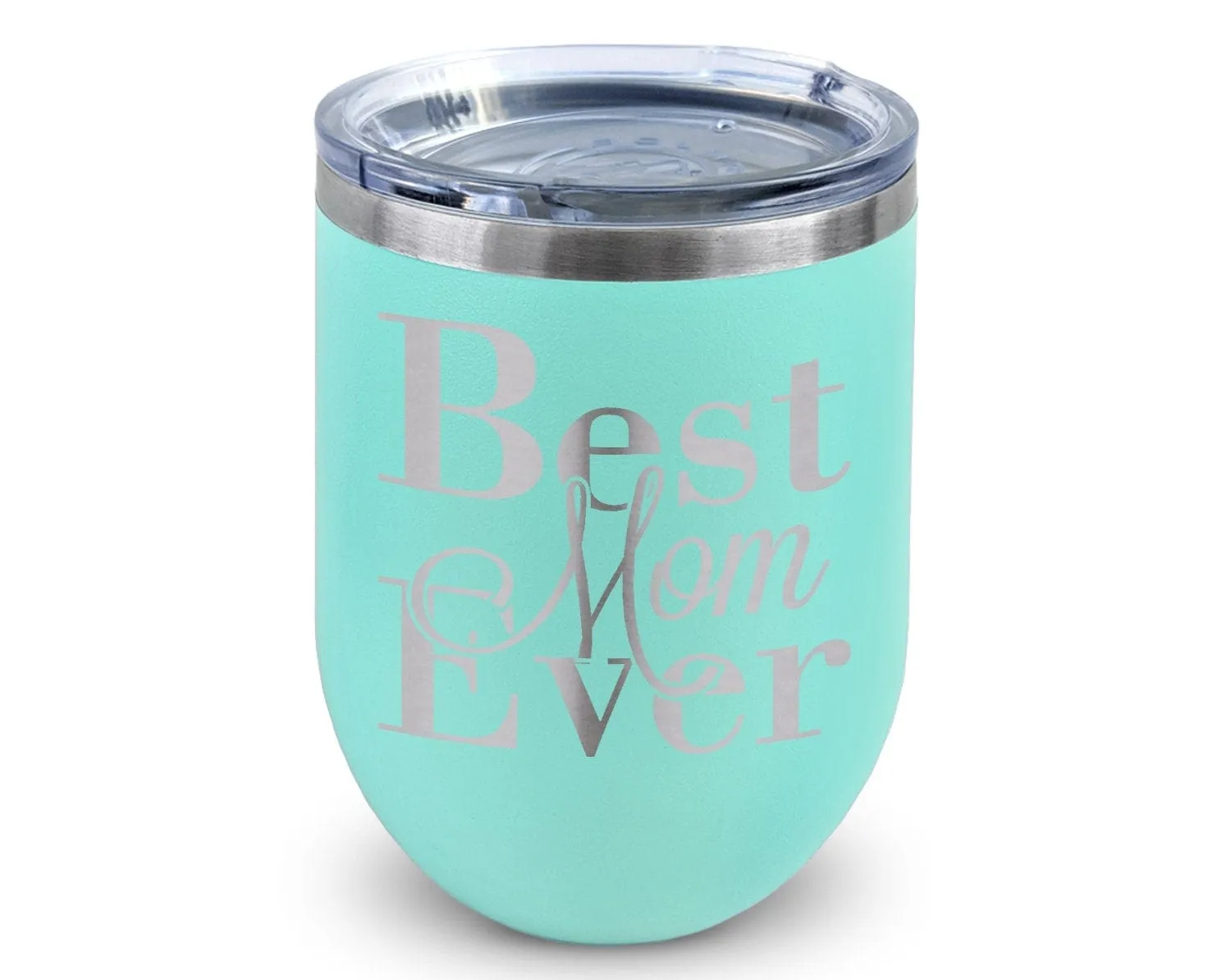 Best Mom Ever Wine Sippy Cup 12oz Engraved Tumbler Birthday for Mother in law Mom Stemless Glass for Wife Sister from Baby Son Daughter