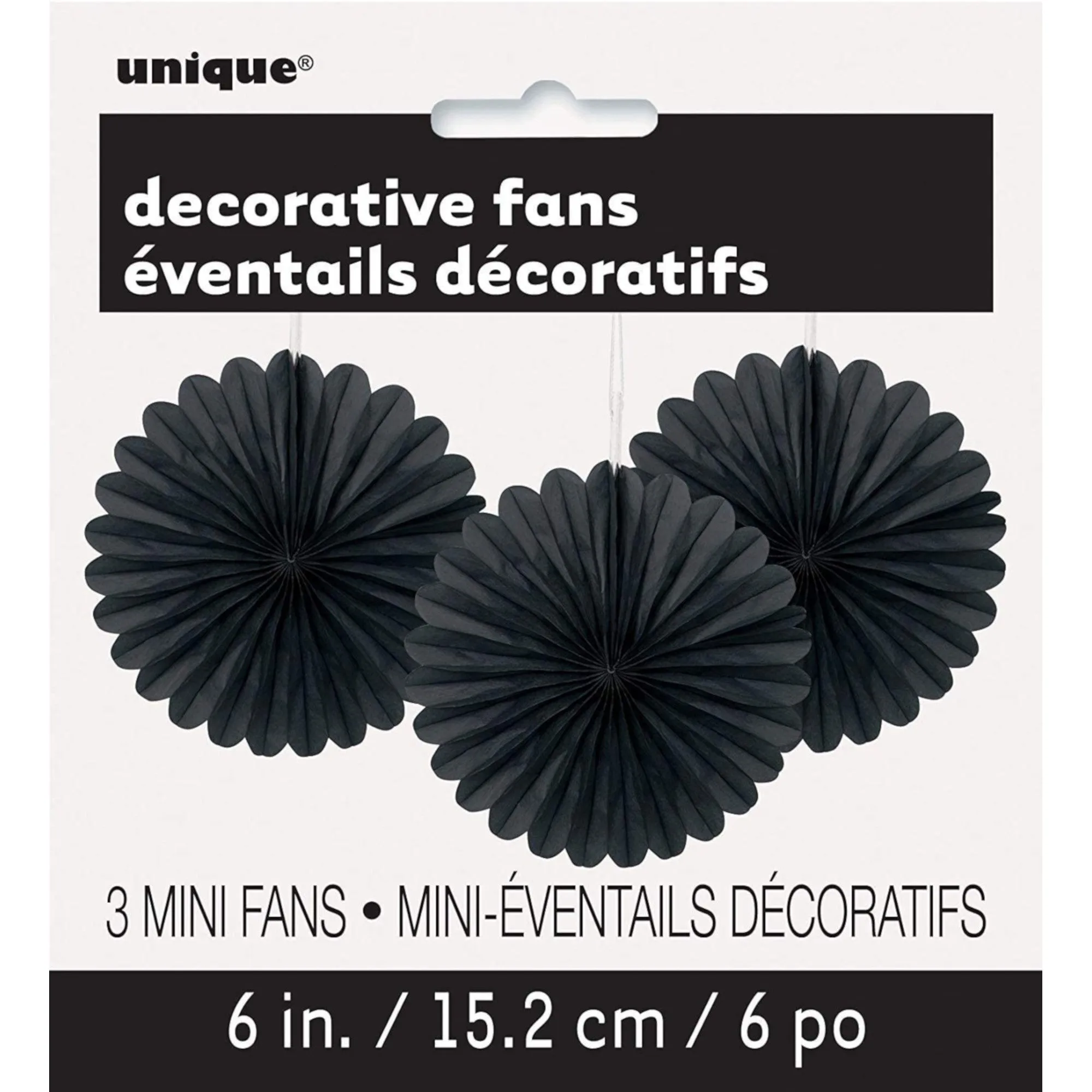 Black Decorative Fans, 6-in