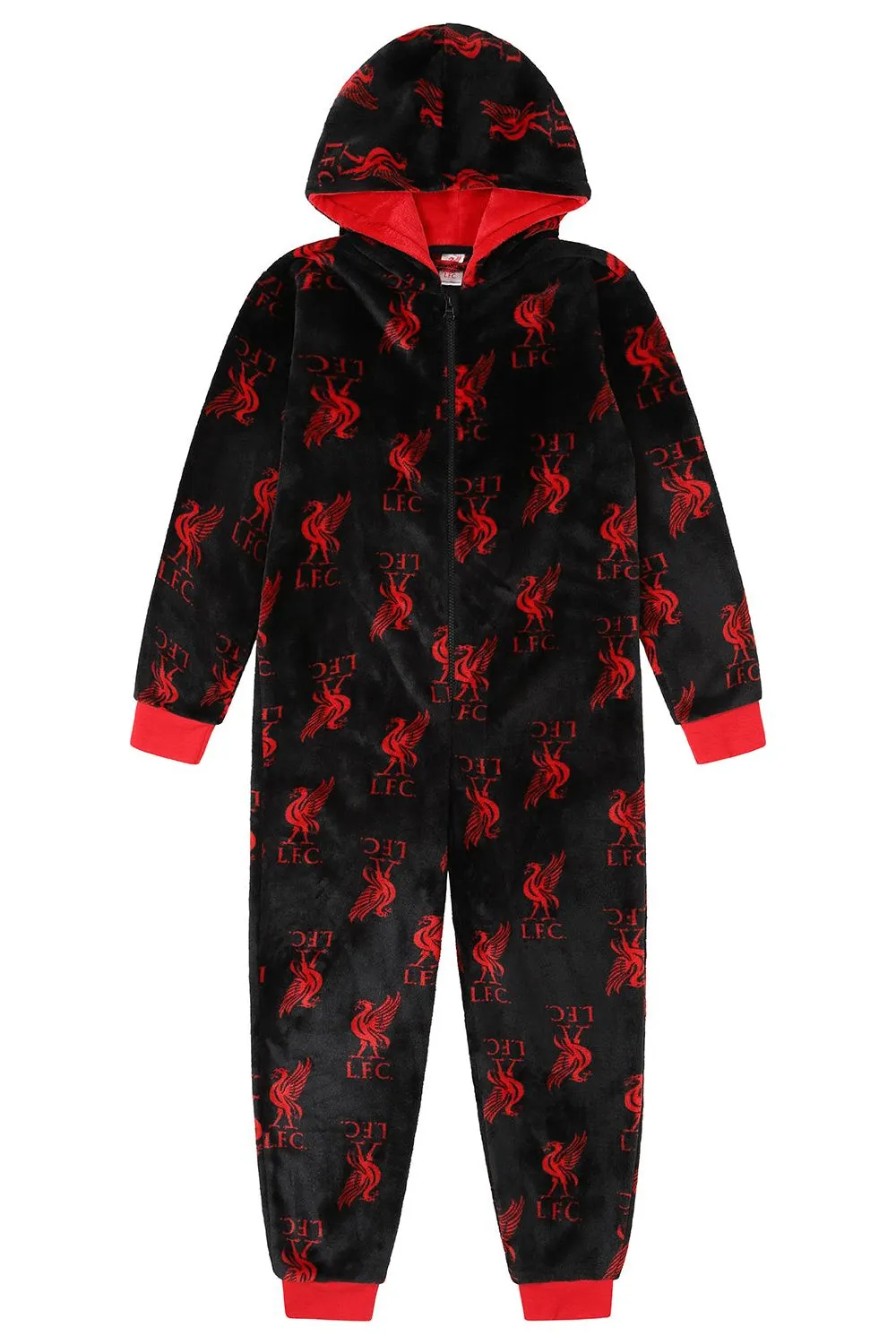 Black Liverpool Football Club Boys Fleece Sleepsuit Kids All in One