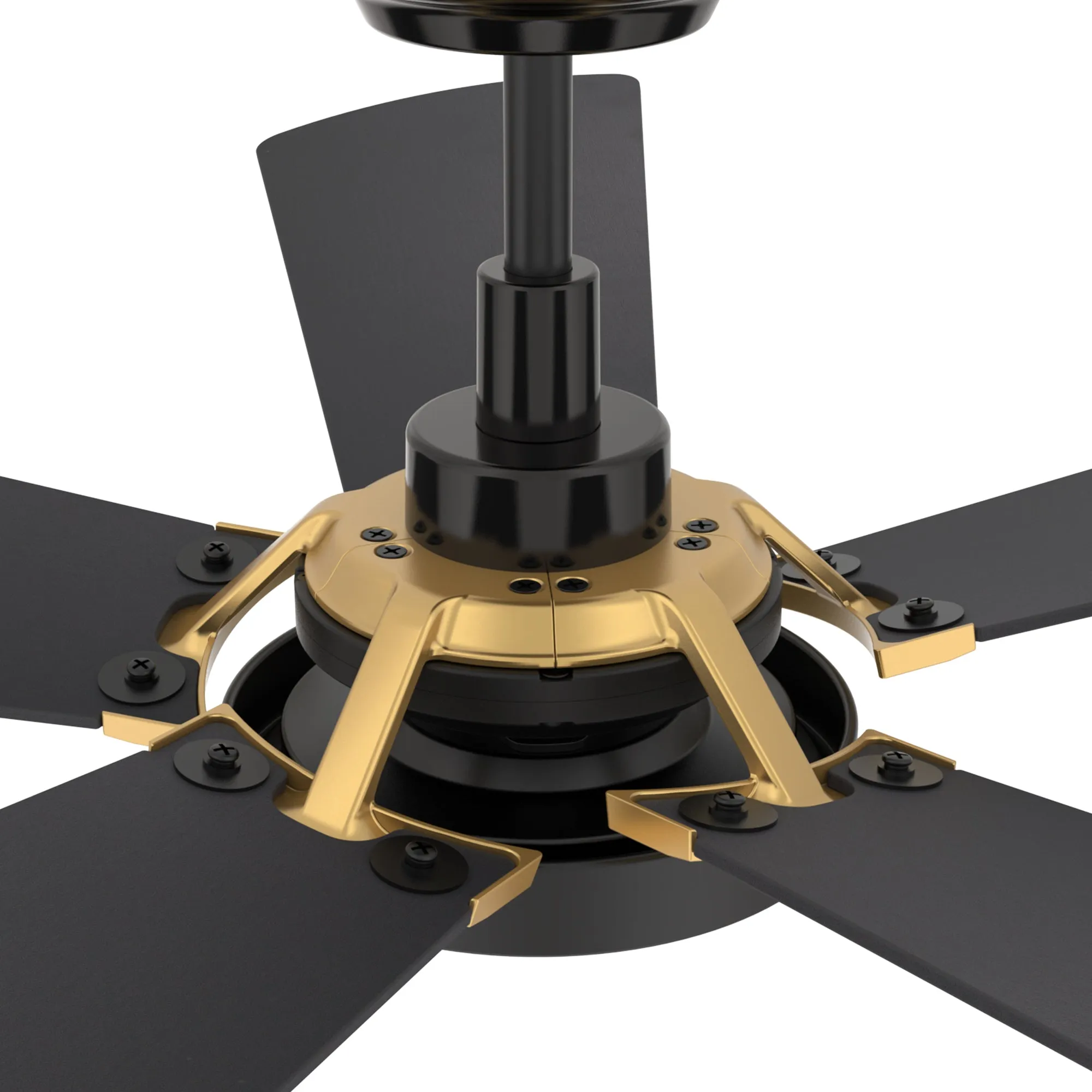 BRISA 56 inch 5-Blade Smart Ceiling Fan with LED Light Kit & Remote Control- Black/Black (Gold Detail)