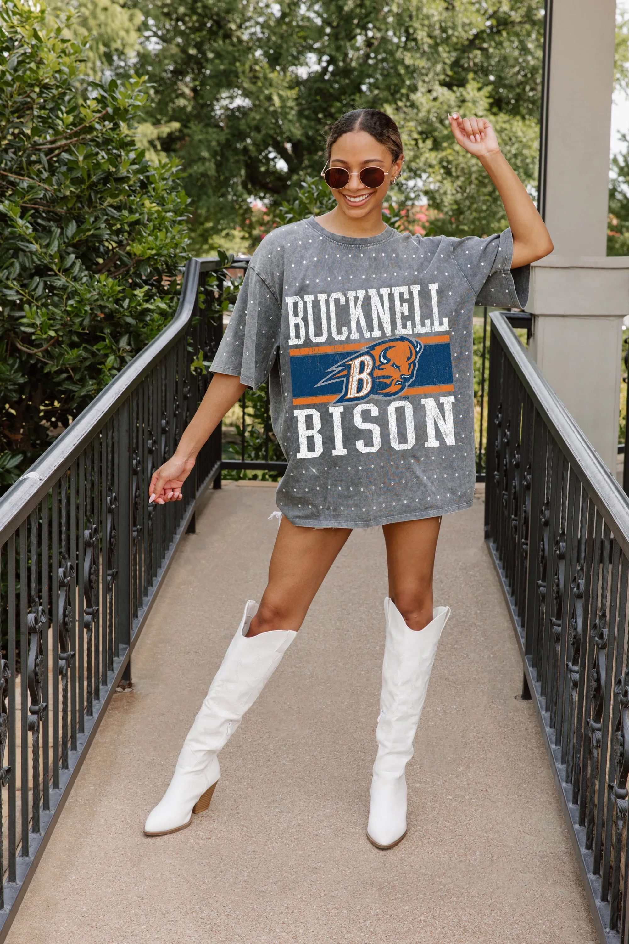 BUCKNELL BISON ON THE BALL MINI RHINESTONE SHORT SLEEVE CLASSIC TEE