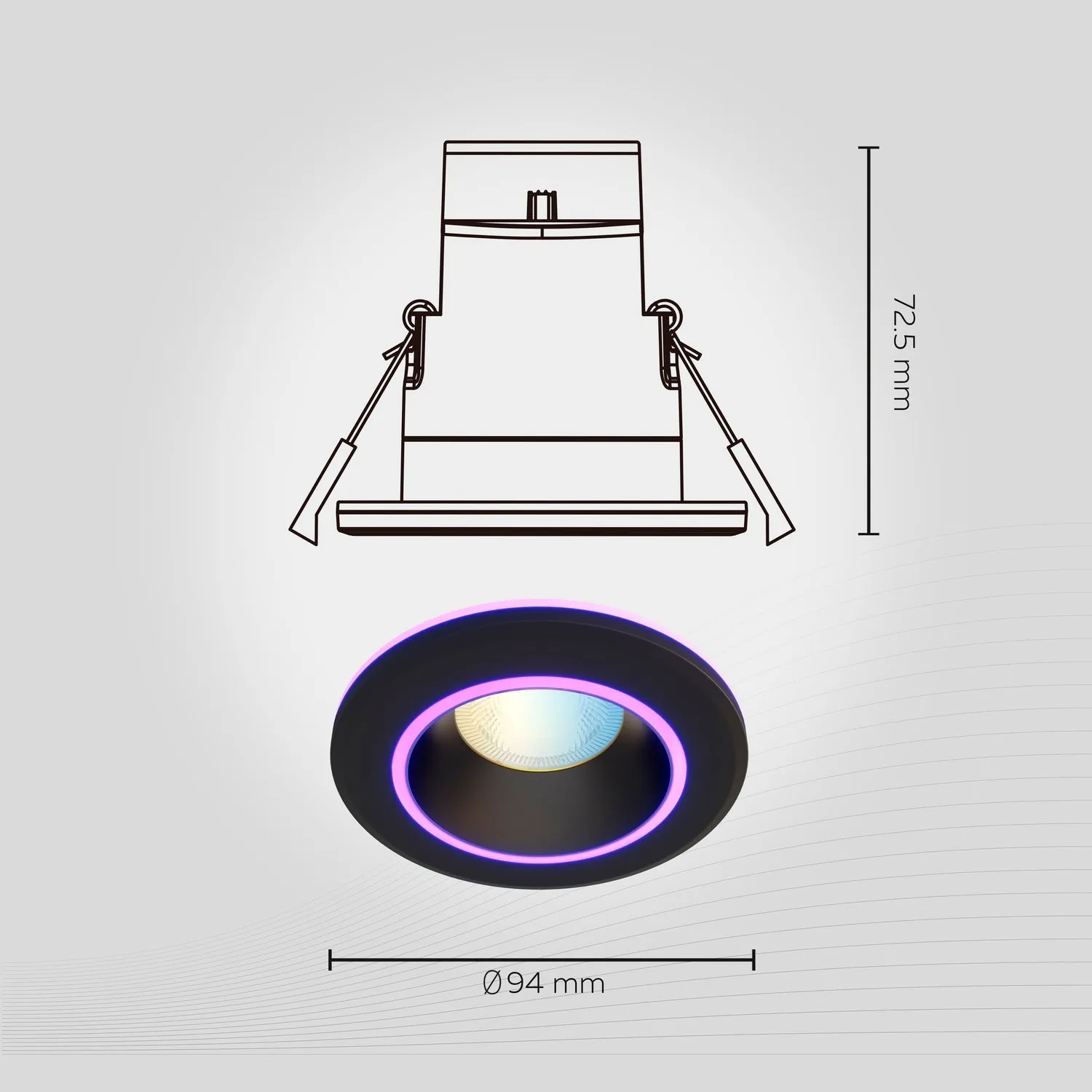 Calex Smart Halo LED Recessed Spotlight Black - RGB Warm White - 6.5W