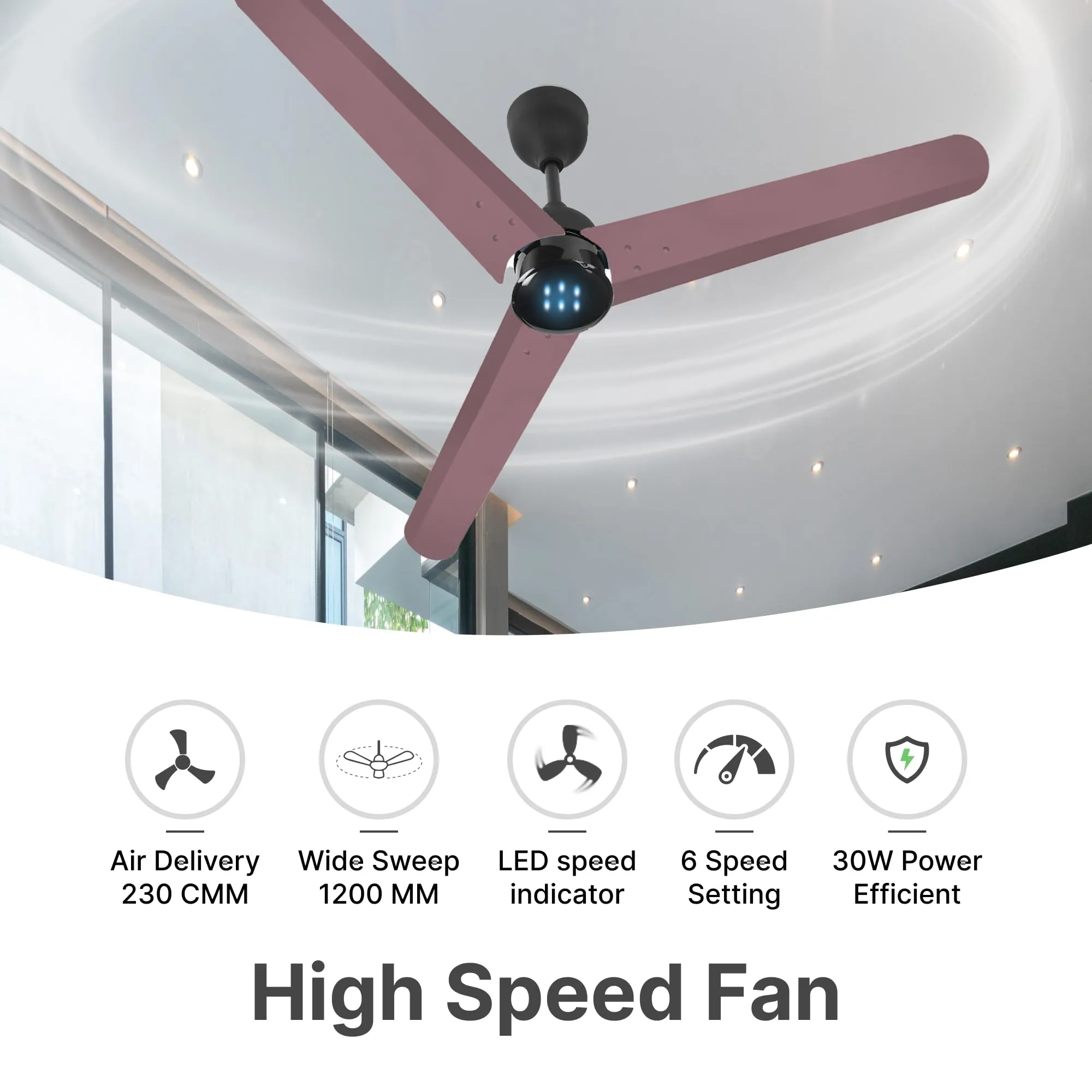 Candes 1200mm Bldc Ceiling Fan with LED Indicator | BEE 5 Star High Speed fan for Home | Silent Remote fan | 6 Speed Levels | High Air delivery | Energy Saving | 2 Yr Manufacturer Warranty | Brown