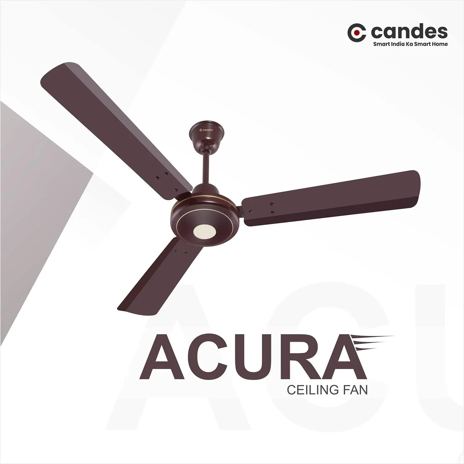 Candes Acura BLDC Ceiling Fan 1200mm / 48 inch | BEE 5 Star Rated, Upto 65% Energy Saving, High Air Delivery & High Speed Ceiling Fans for Home | 2 1 Years Warranty | Brown