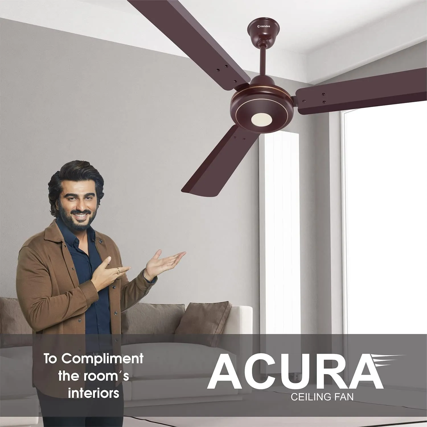 Candes Acura BLDC Ceiling Fan 1200mm / 48 inch | BEE 5 Star Rated, Upto 65% Energy Saving, High Air Delivery & High Speed Ceiling Fans for Home | 2 1 Years Warranty | Brown