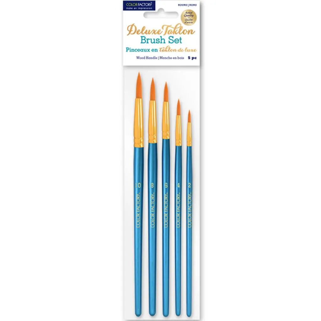 Canva Deluxe Taklon Brush Sets of 5 Wood Handle