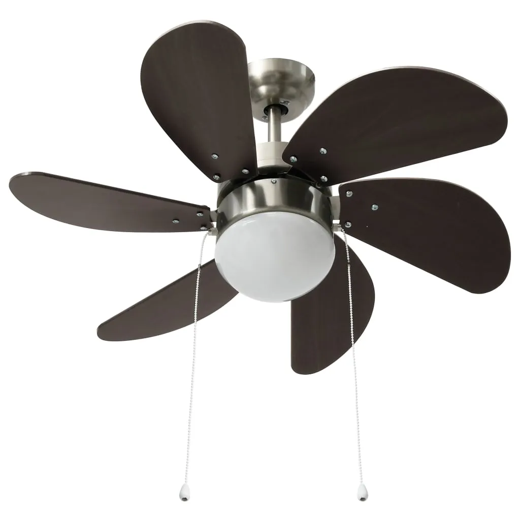 Ceiling Fan with Light 76 cm Dark Brown