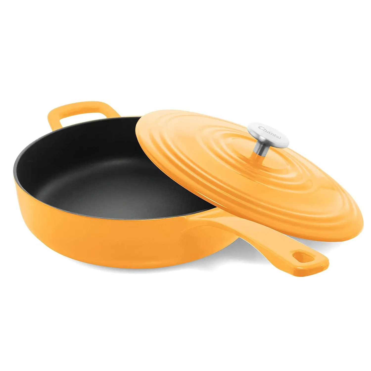 Chantal Enameled Cast Iron Cookware, 4 quart Saute Skillet, Marigold