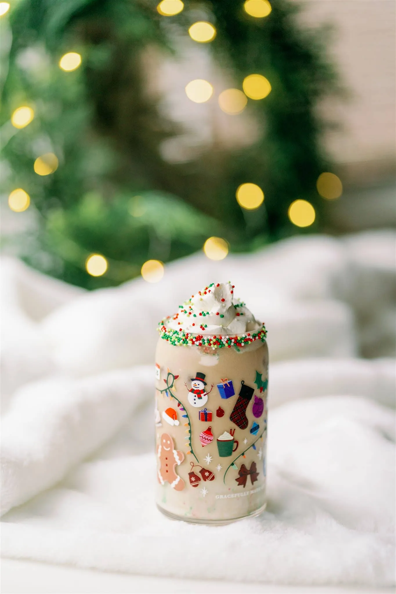 Christmas Glass Cup, Holiday, Christmas