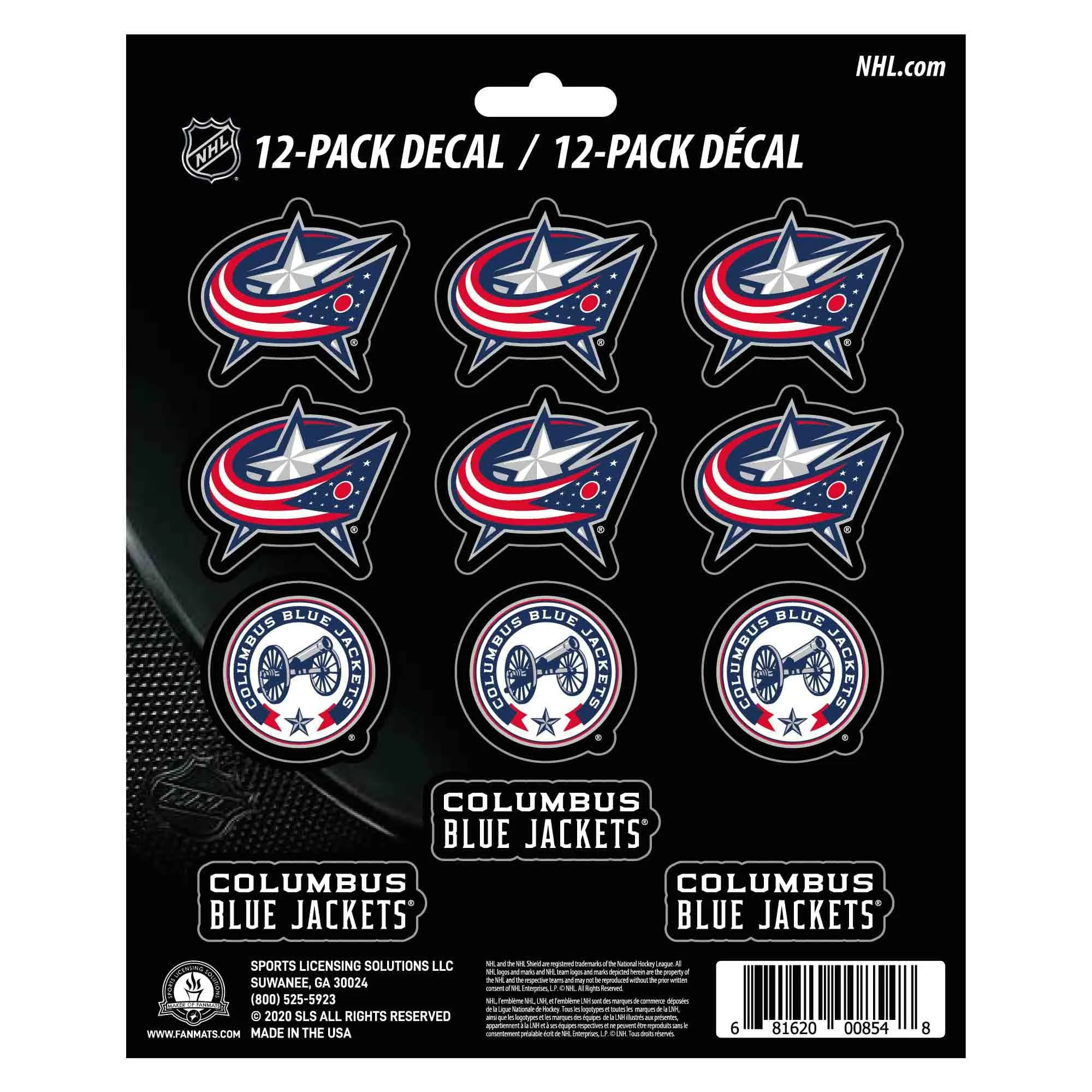 Columbus Blue Jackets 12 Count Mini Decal Sticker Pack